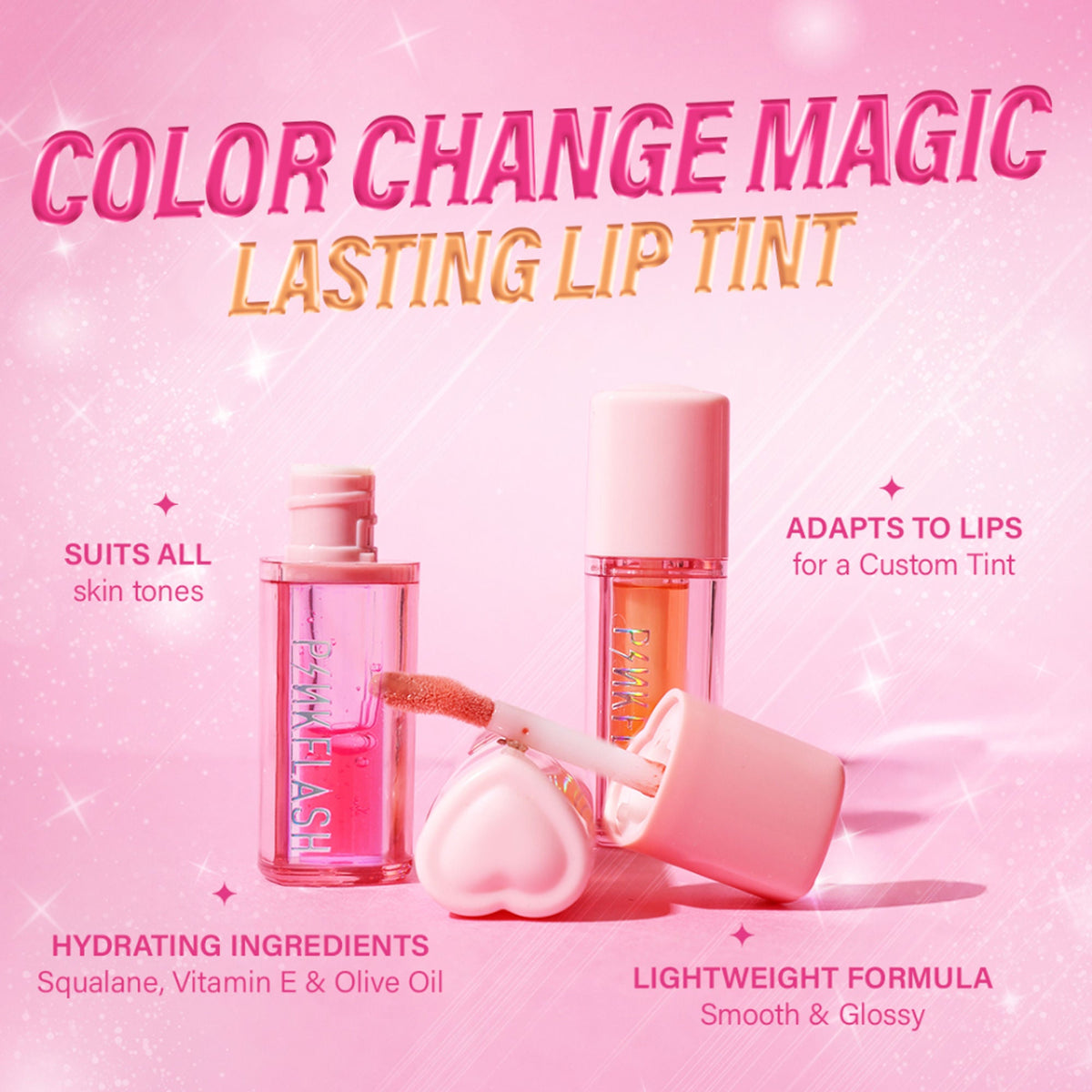 PINKFLASH Color Change Magic Lasting Lip Tint - Hot Pk01 Juicy Peach