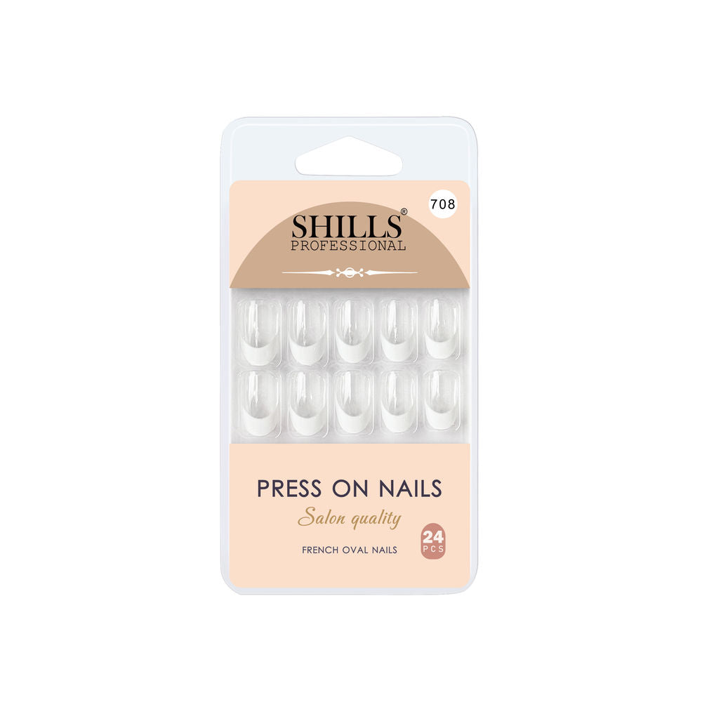 Shills Professional Reusable Press On Nails French Oval - SPN708