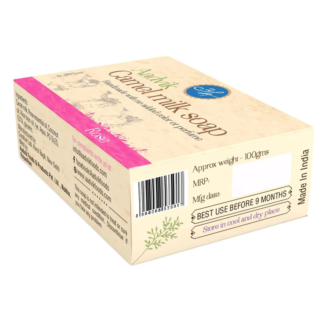 Aadvik Camel Milk Soap । With Rose Essential Oil | 100gm