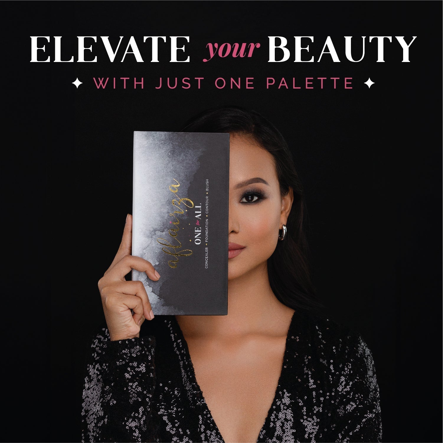 Aflairza One for All Palette, 4-in-1 Foundation, Concealer, Blush & Contour, All-in-One Face Palette for Effortless Beauty 56g