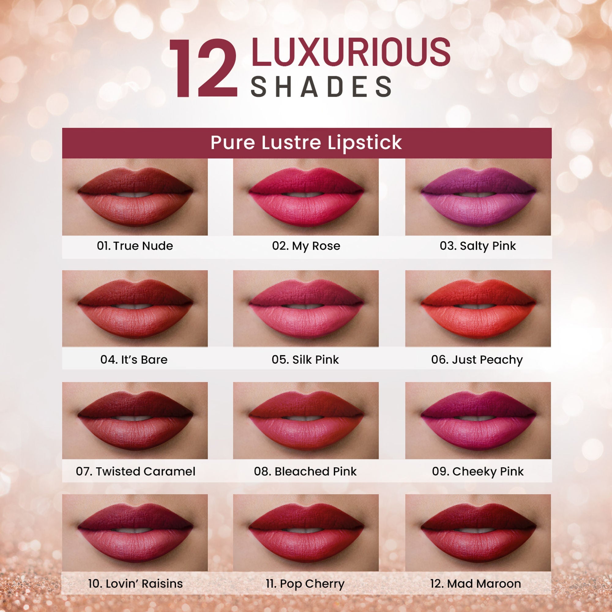 Swiss Beauty High Shine Finish Smooth Glide Pure Lustre Lipstick - 8 Bleached Pink