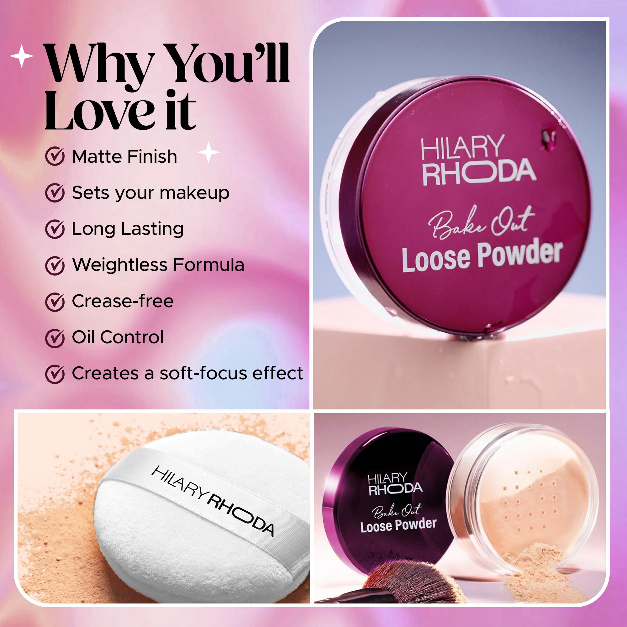 Hilary Rhoda Bake Out Matte Loose Powder - Tanslucent 01