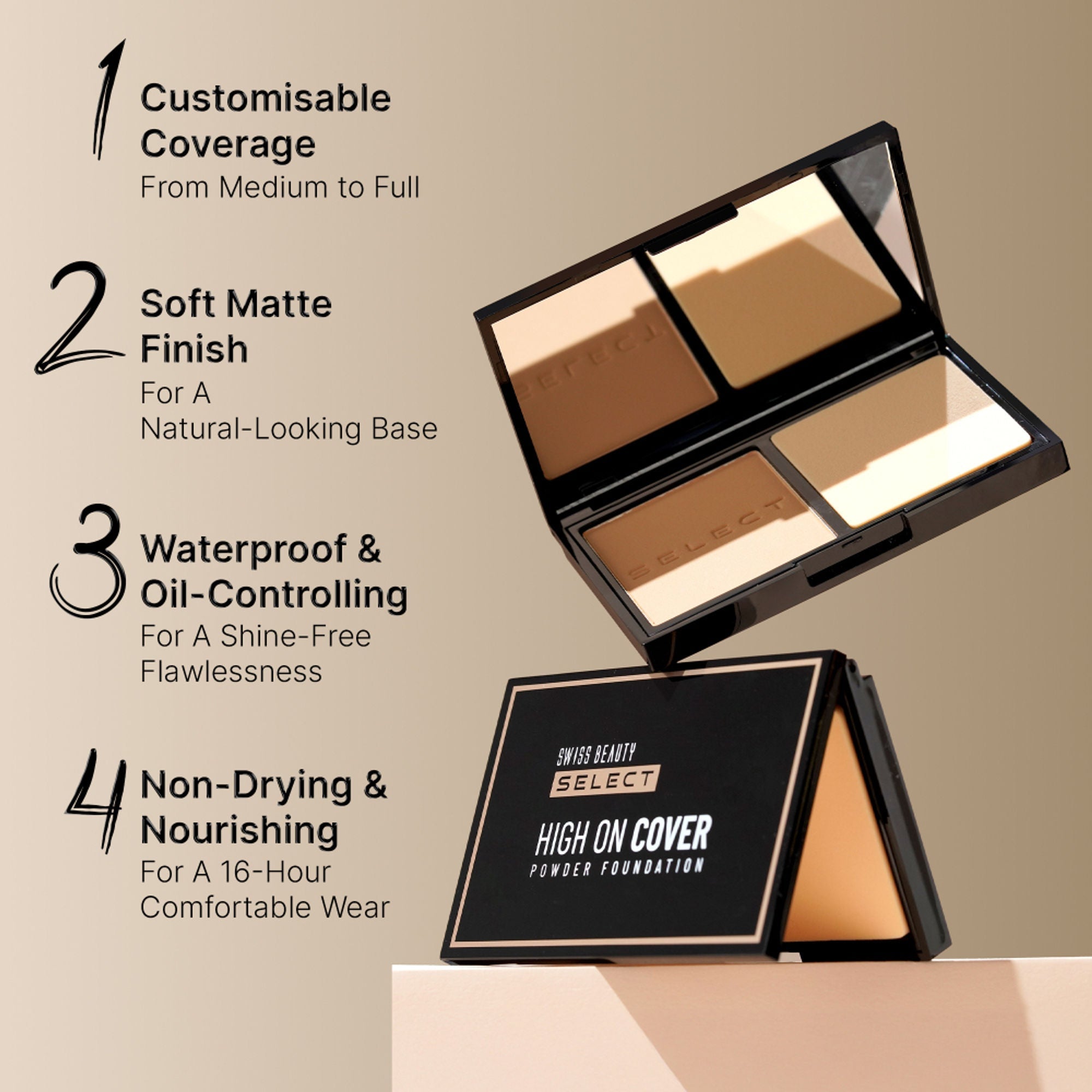 Swiss Beauty Select High On Cover Powder Foundation - 4 Neutral Buff