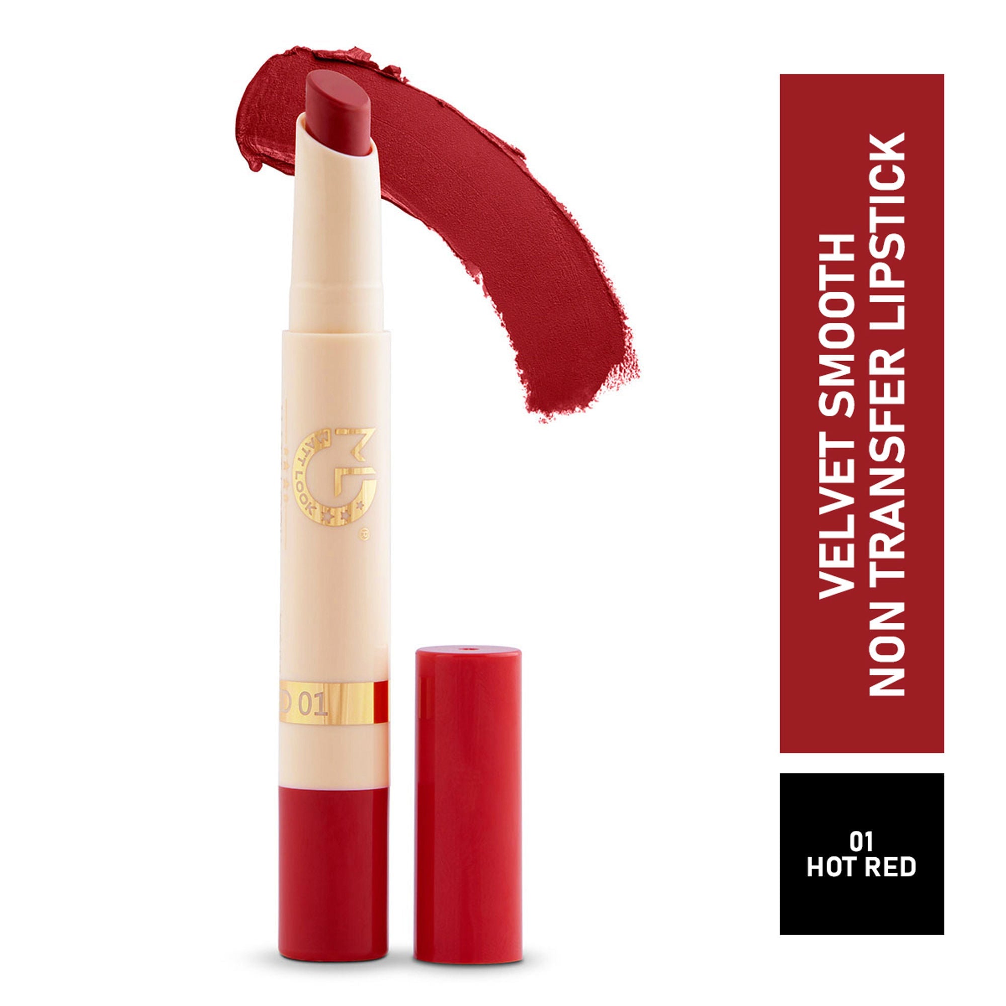 Matt Look Velvet Smooth Non Transfer Lipstick - Hot Red