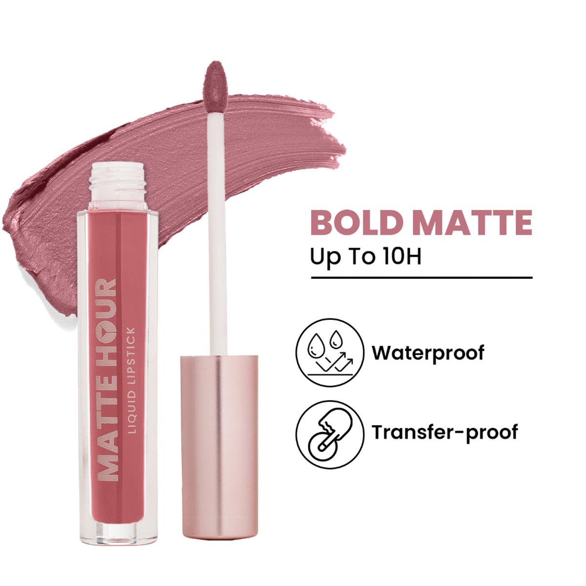 Swiss Beauty Matte Hour Waterproof Liquid Lipstick, Up To 10-Hour - 2 Rose All Day