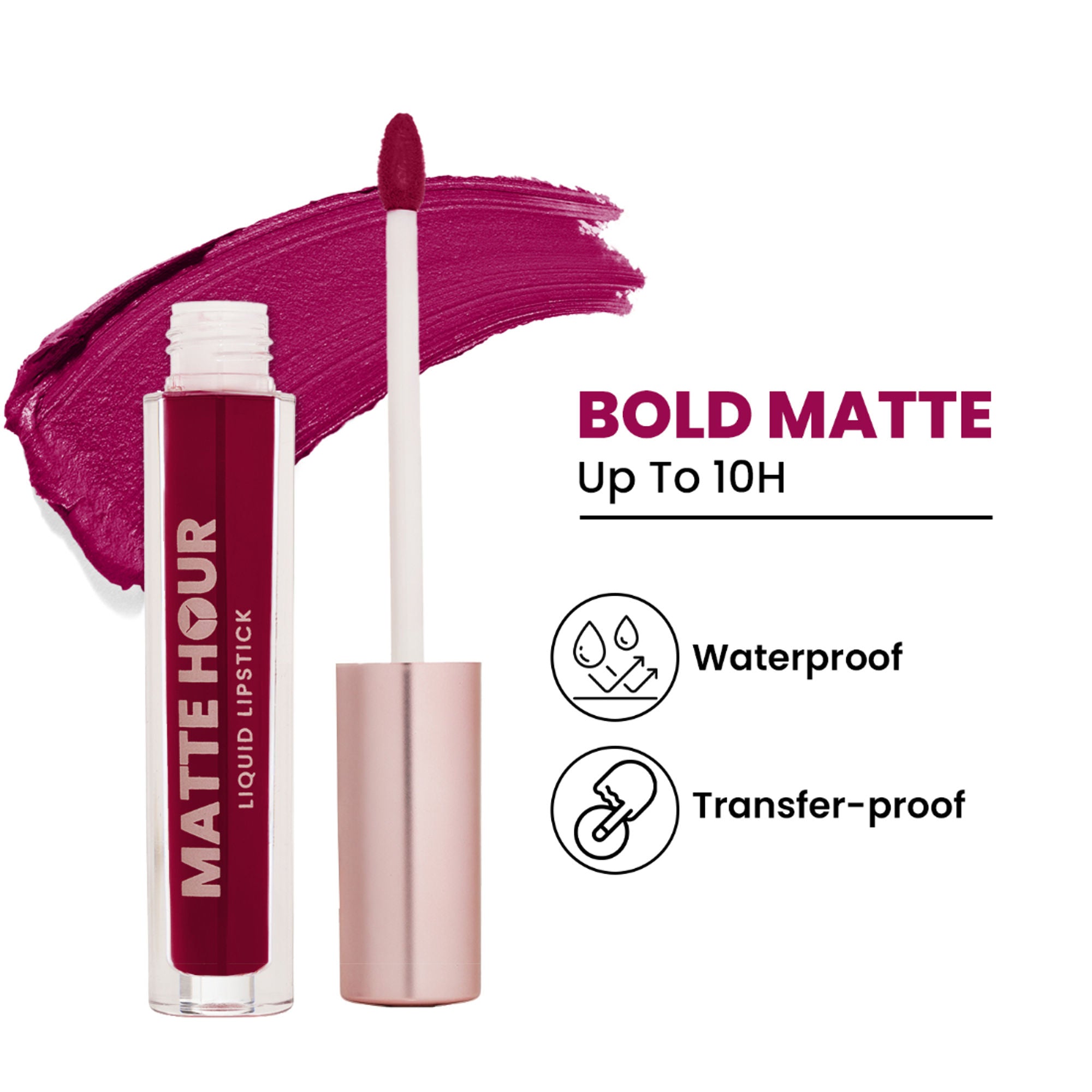 Swiss Beauty Matte Hour Waterproof Liquid Lipstick, Up To 10-Hour - 13 Sangria Splash