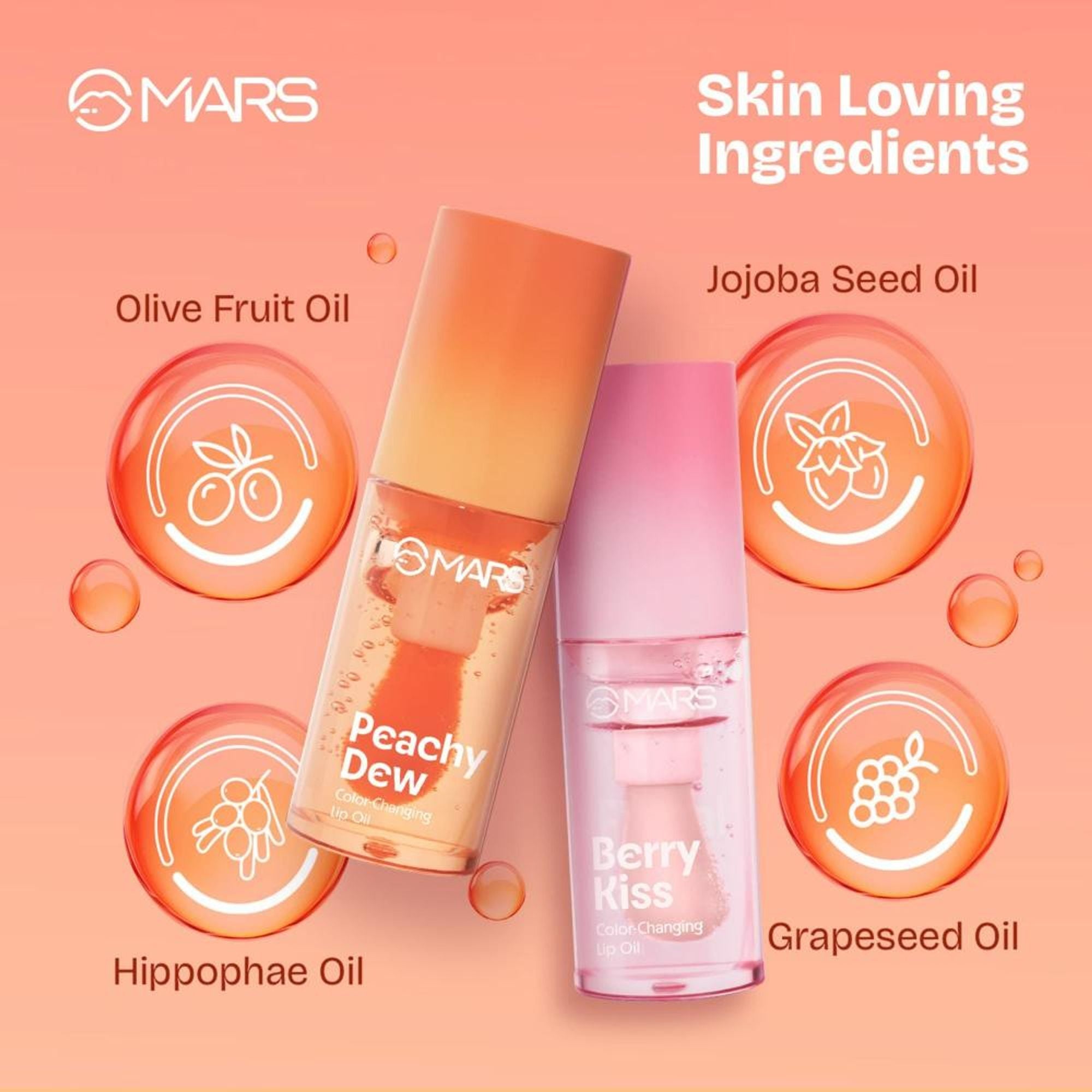 MARS Cosmetics Color Changing Protector Lip Oil - Lo-01-Peachy Dew