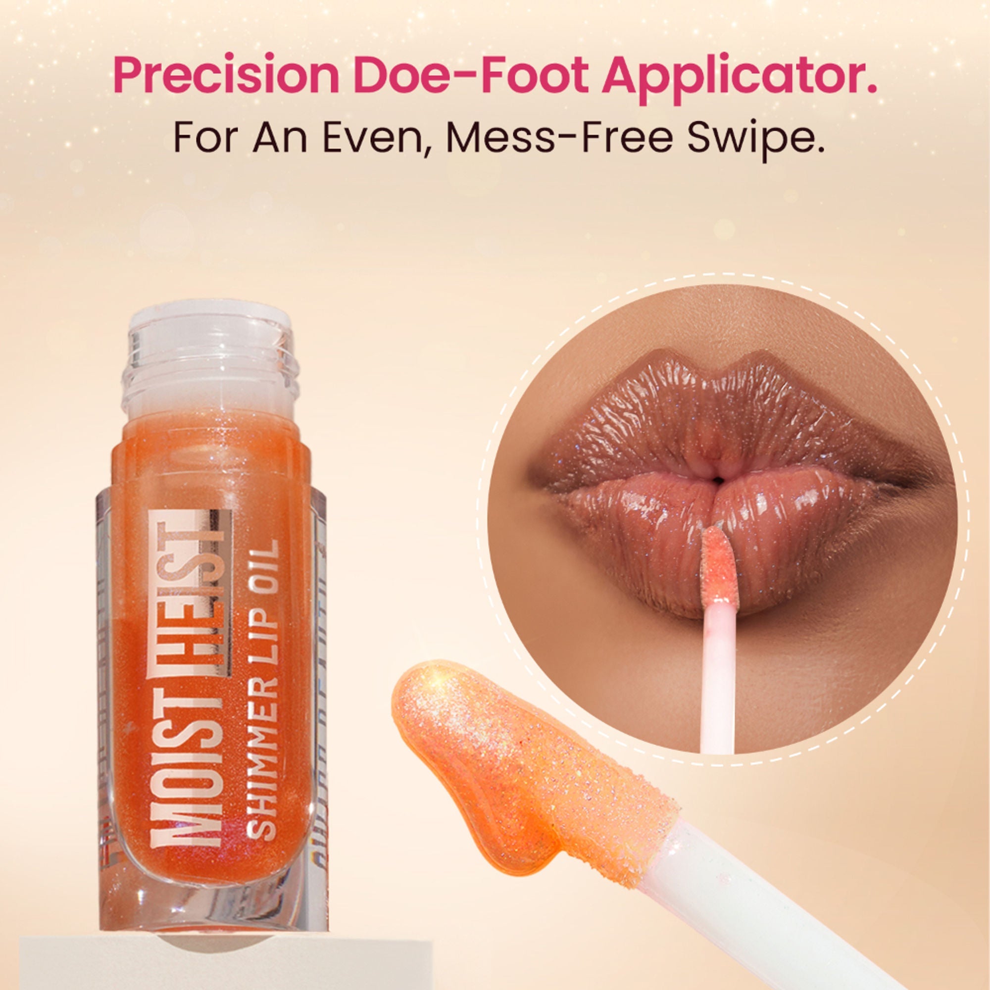 Swiss Beauty Moist Heist Shimmer Lip Oil Luminous Shine , Hydrating & Lightweight - 3 Orange Alert