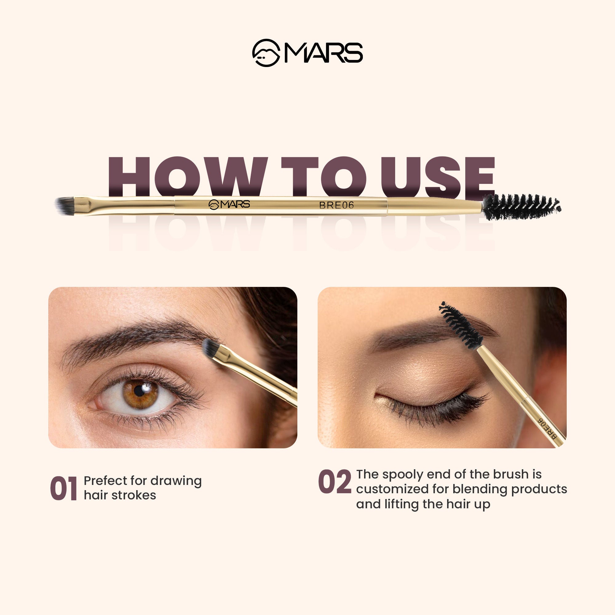 MARS Cosmetics Artist'S Arsenal Professional Angled Brush With Spoolie