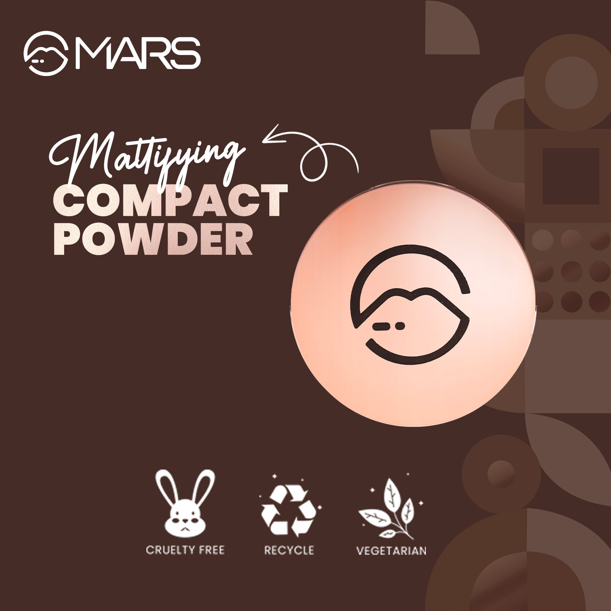 MARS Cosmetics Matte On Compact Powder with Applicator Puff - 02 Beige