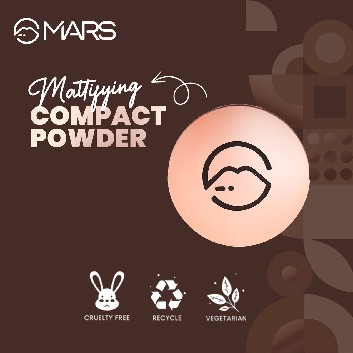 MARS Cosmetics Matte On Compact Powder with Applicator Puff - 06 Tan