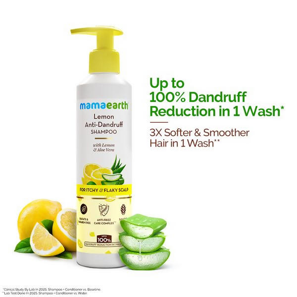 Mamaearth Lemon Anti-Dandruff Shampoo with Lemon & Aloe Vera for Itchy & Flaky Scalp