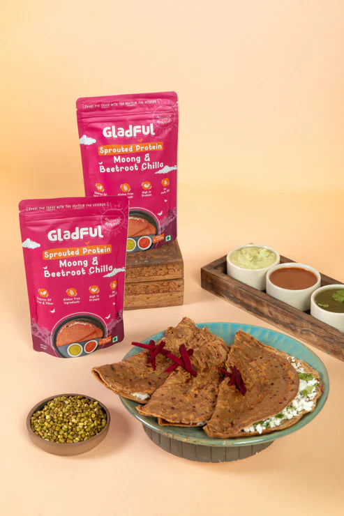 Gladful Spinach Chilla and Betroot Chilla Instant Mix - Pack of 2