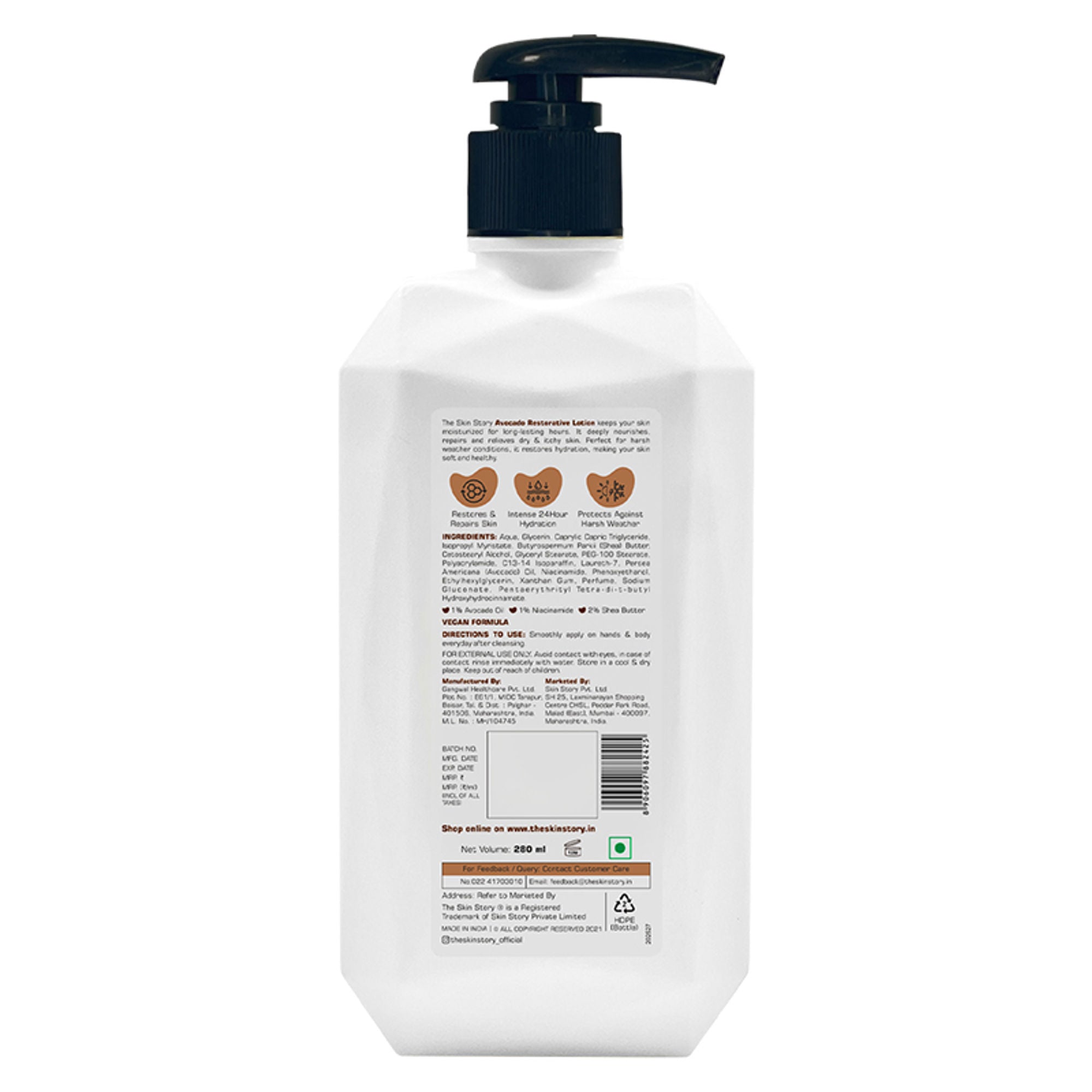 The Skin Story Avocado Moisturizing & Brightening Body Lotion For Dry Skin - Shea Butter Niacinamide