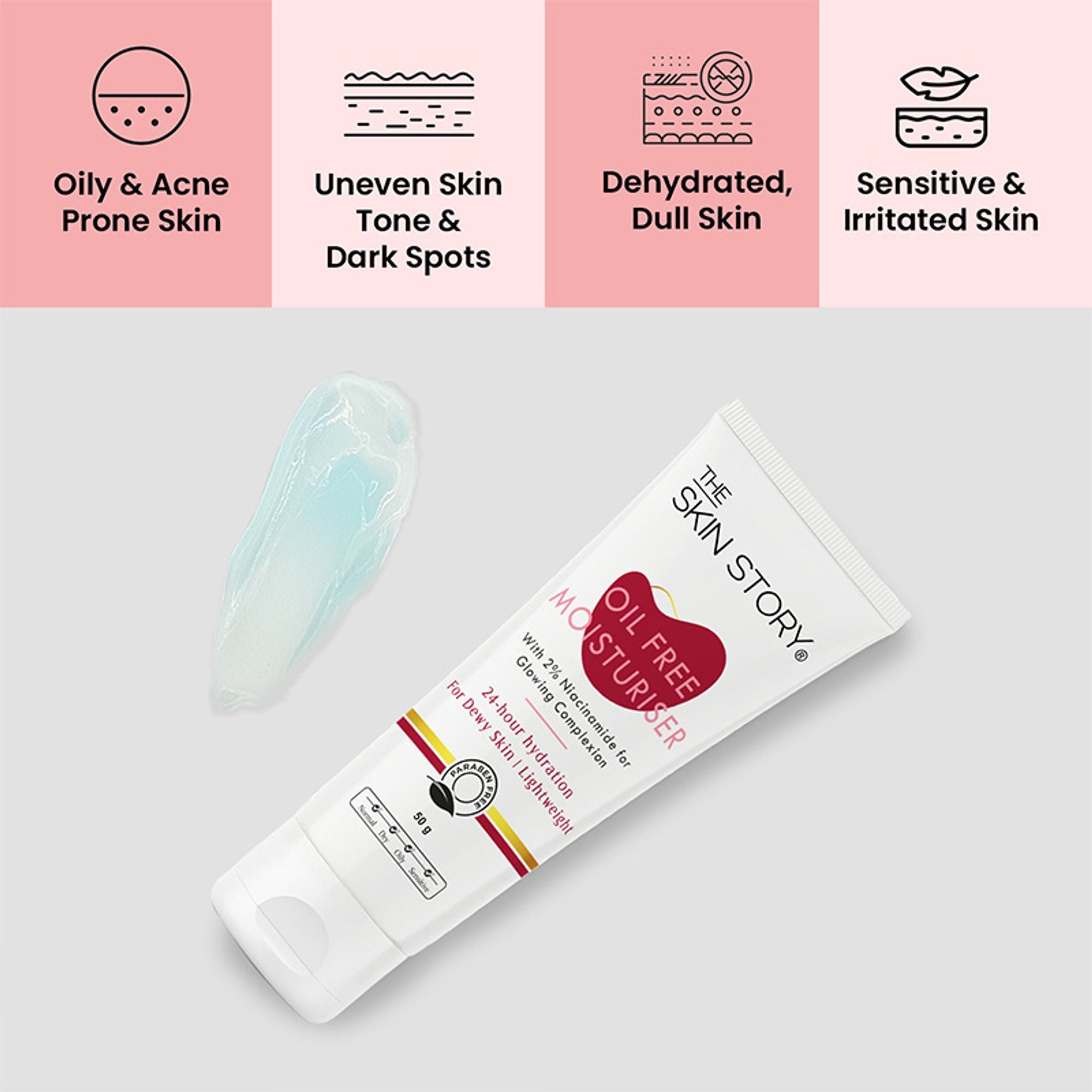 The Skin Story Oil Free Face Moisturizer For Oily Acne Prone Skin Hydrates Adds Glow - Niacinamide