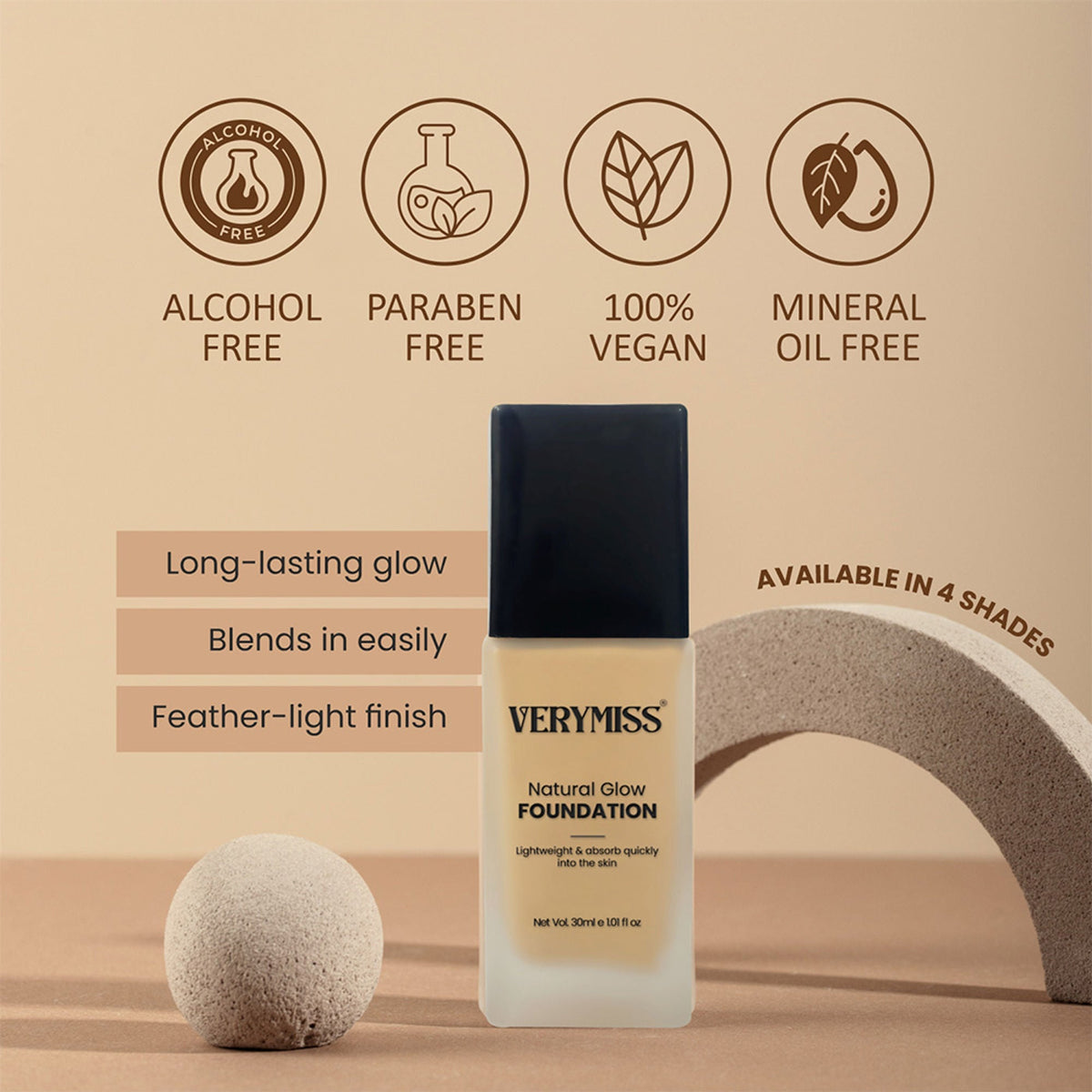 VERYMISS Natural Glow Daily Wear Foundation - 02 Light Beige