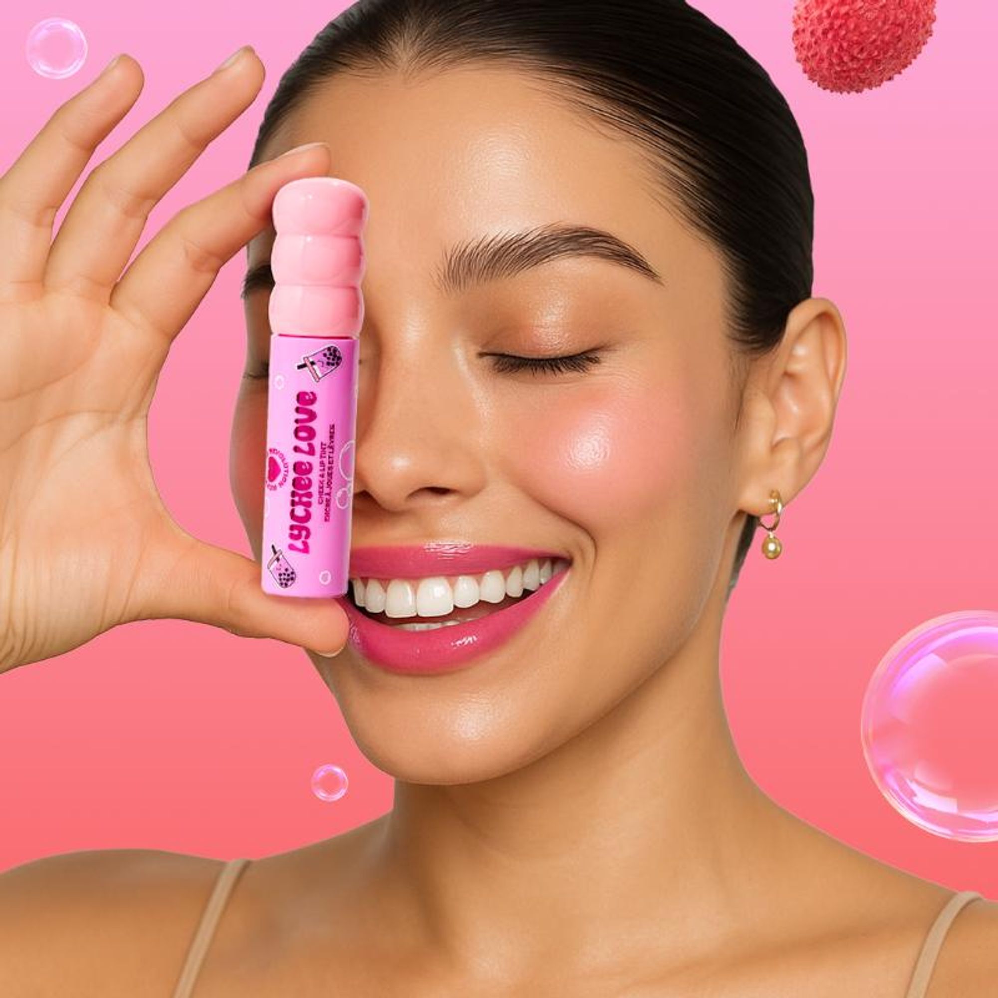 Makeup Revolution Bubble Tea Milky Blush + Lip Tint - Lychee Love Pink