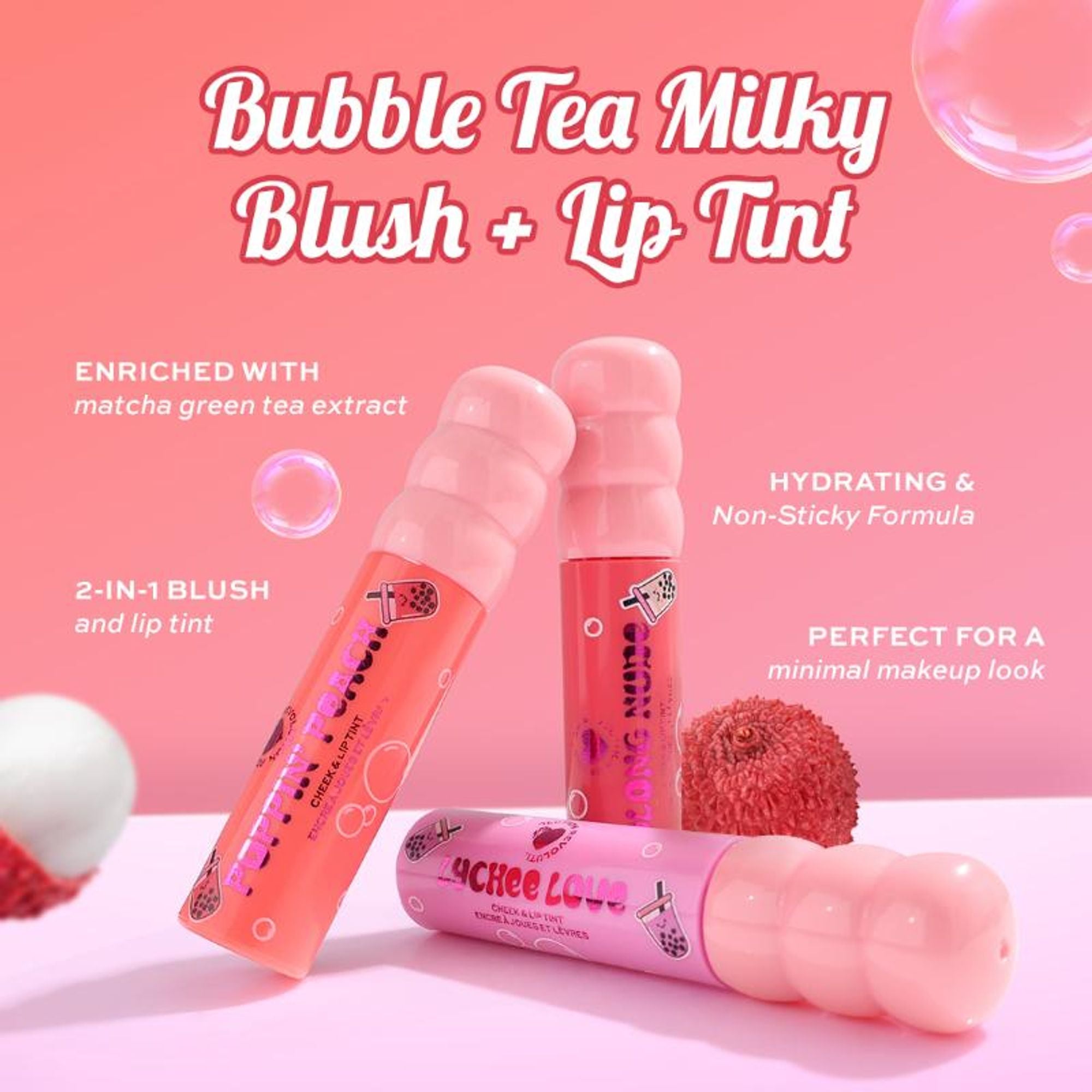 Makeup Revolution Bubble Tea Milky Blush + Lip Tint - Oolong Nude