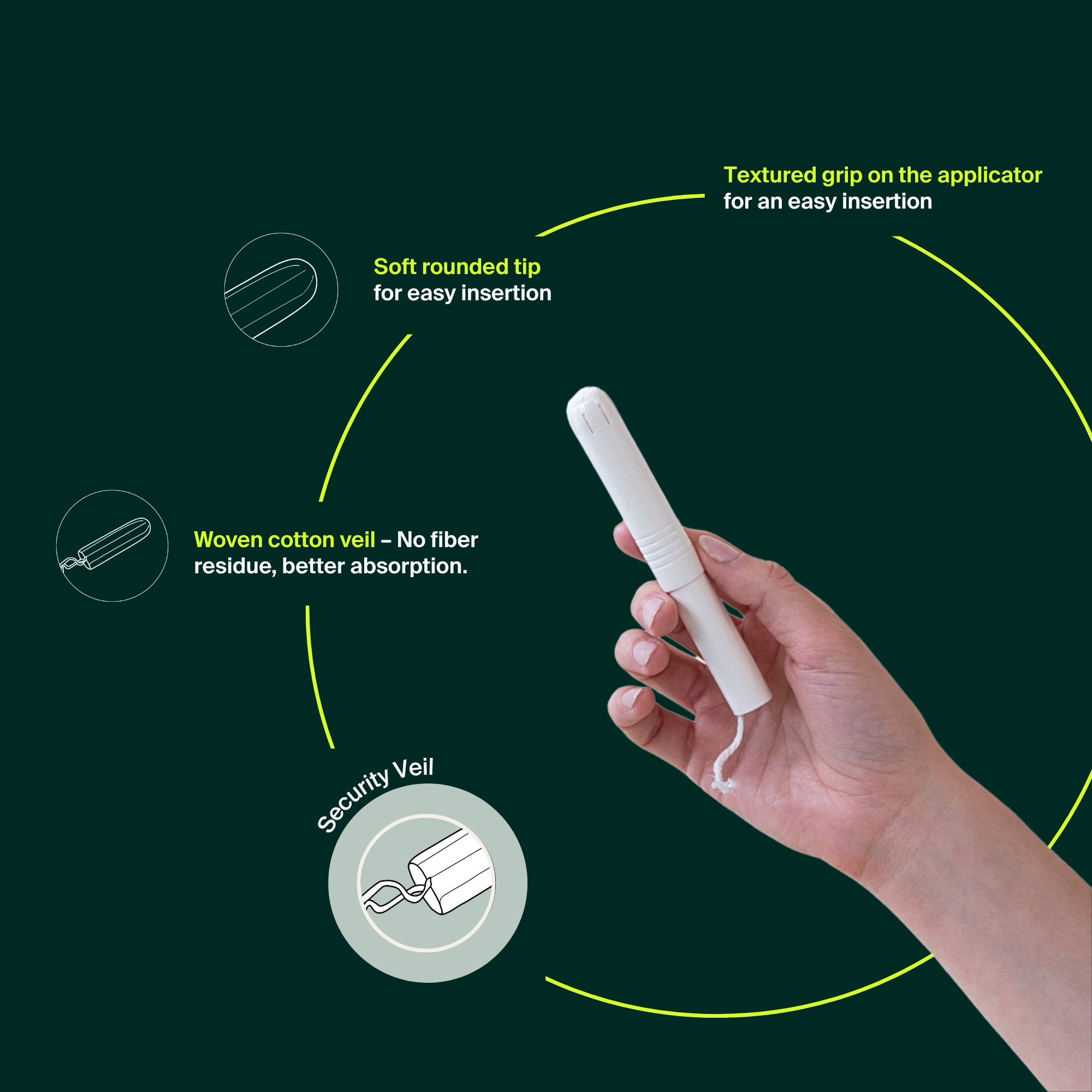 100% Organic Cotton Applicator Tampons