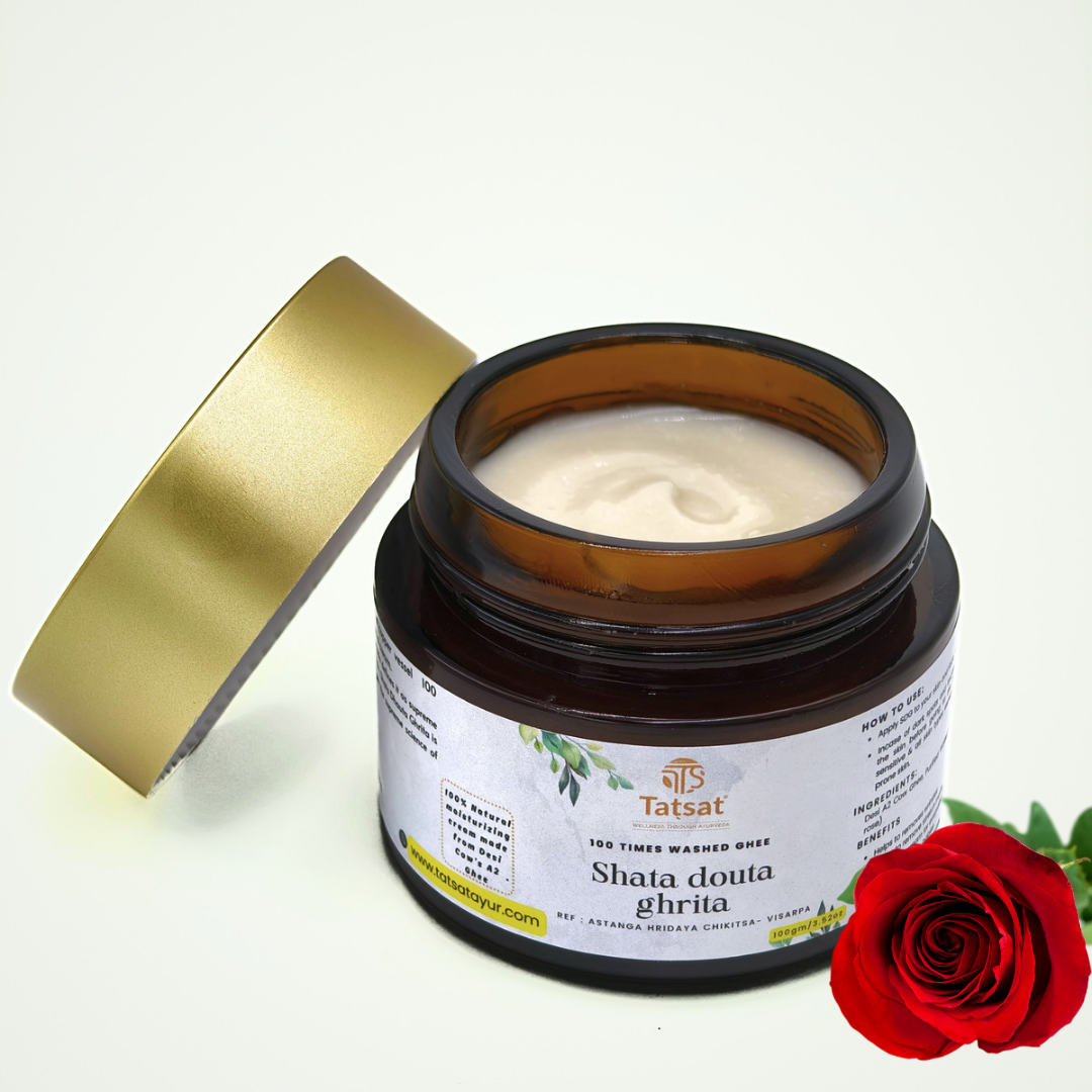 Tatsat Shata Dhauta Ghrita -100 Times Washed Desi Cow A2 Ghee moisturizing cream. Anti-Aging, Deep Nourishing & Skin Smoothing