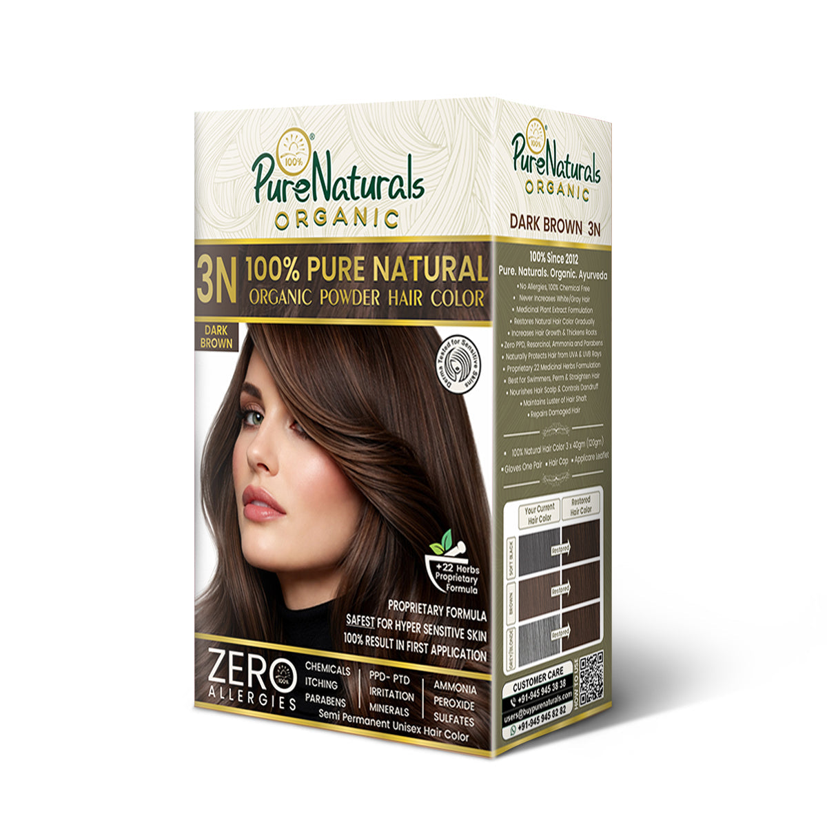 byPureNaturals Organic Pure Natural Powder Hair Colour - 3N Dark Brown