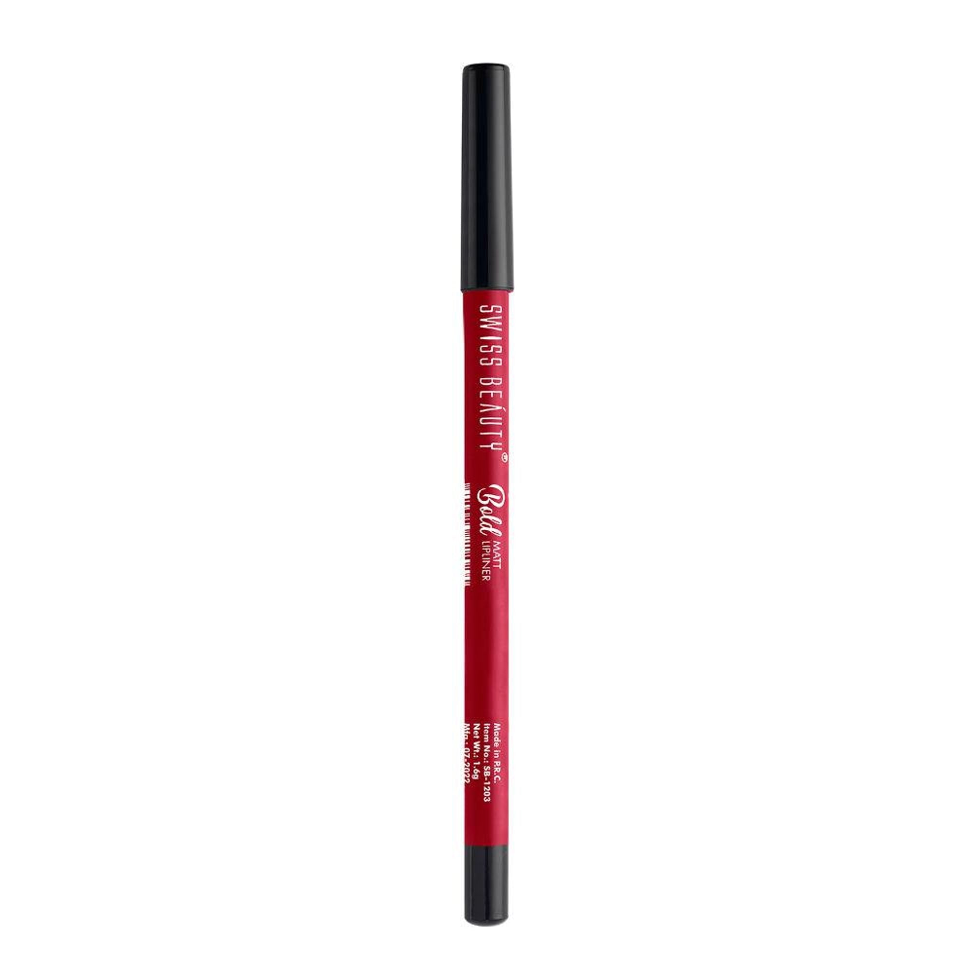 Swiss Beauty Bold Matt Lip Liner Pencil, Long-lasting , Matte Finish , Non-Drying - 7 Bright Maroon