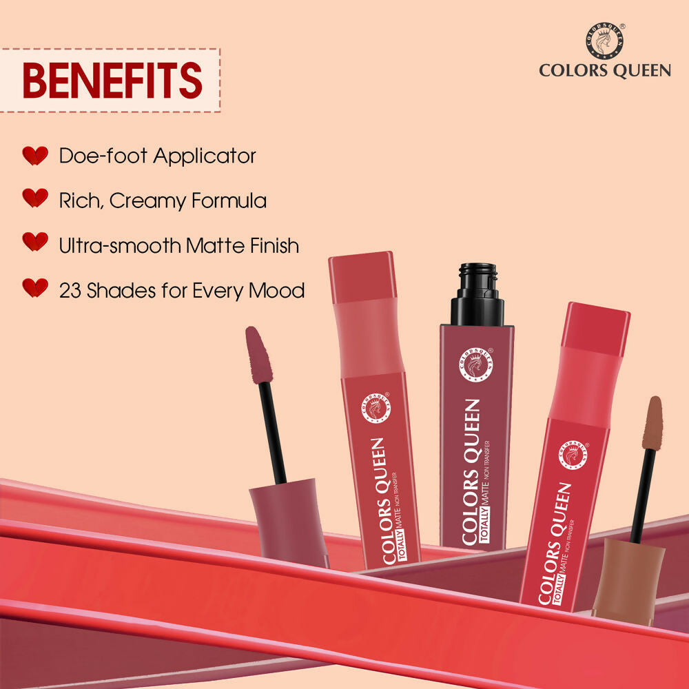 Colors Queen Totally Matte Liquid Lipstick - Retro Red