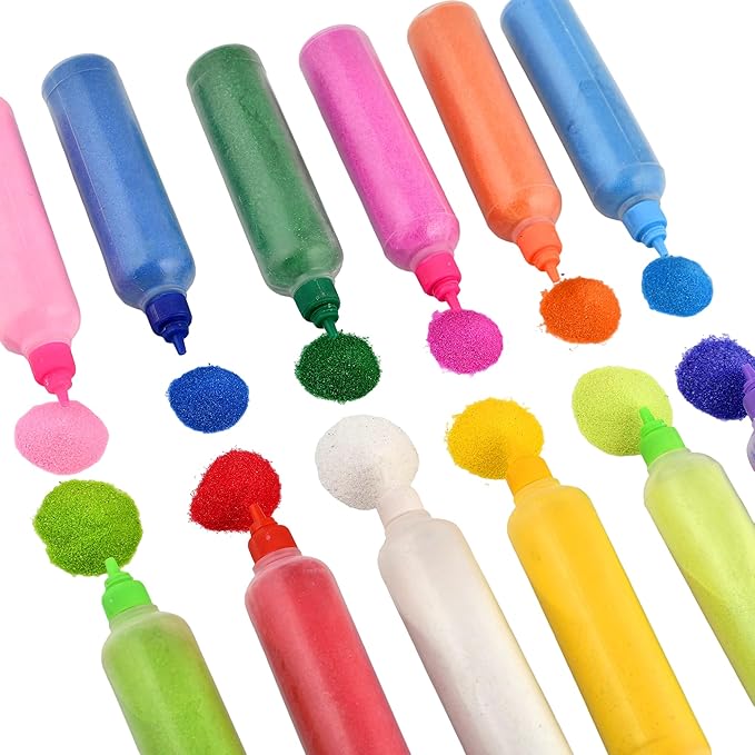 12 Rangoli Colour Powder Tube Kit, Diwali Decoration Items Bottles Tool Floor Art Rang for Home Navratri Pongal Pooja Mandir Decor (Pack of 12)