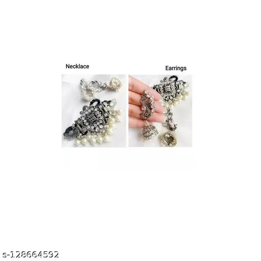 WOMENS SILVER COLOUR PEACOCK DESIGN NACKLACE AND EARRINGS THZ012