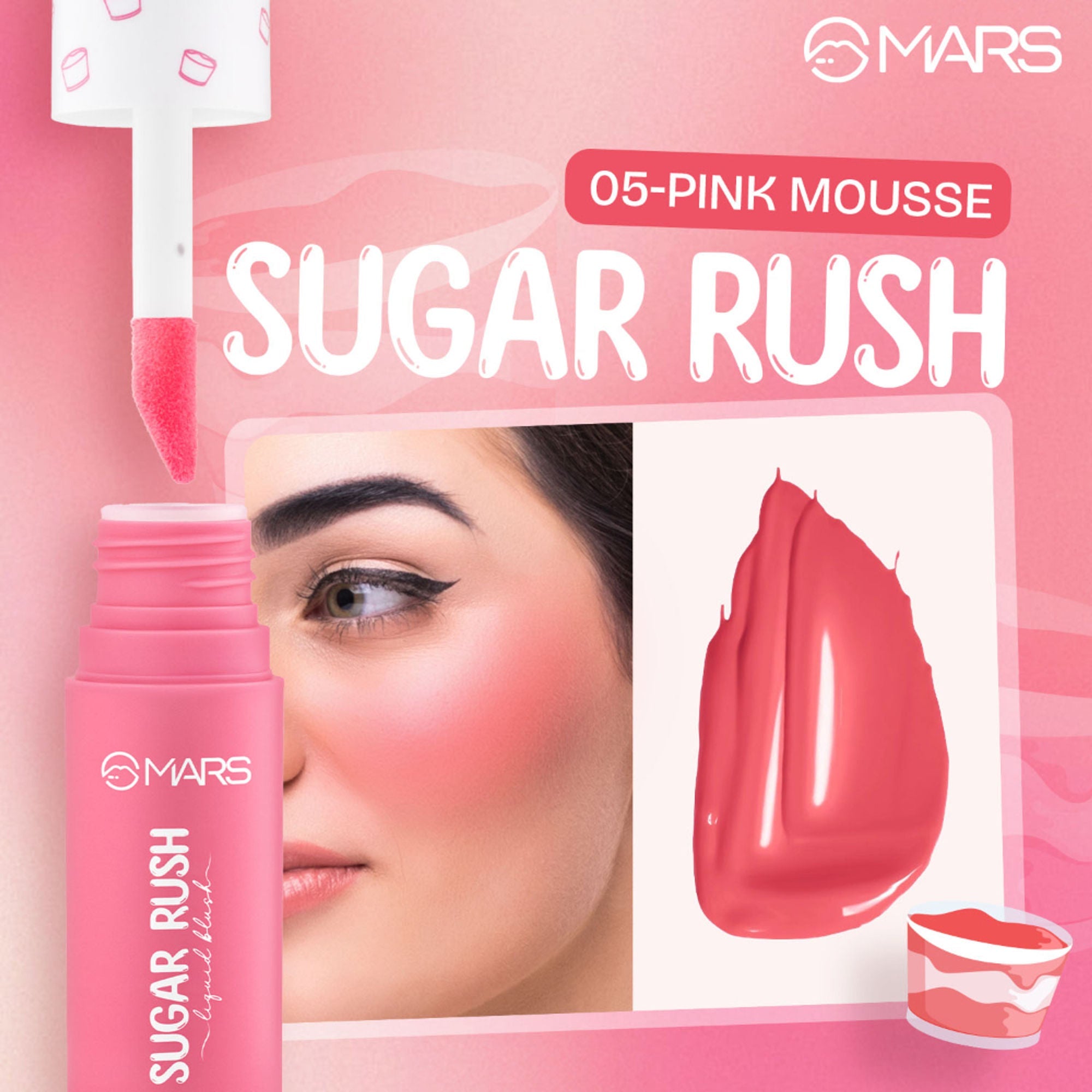 MARS Cosmetics Sugar Rush Liquid Blush - 05-Pink Mousse