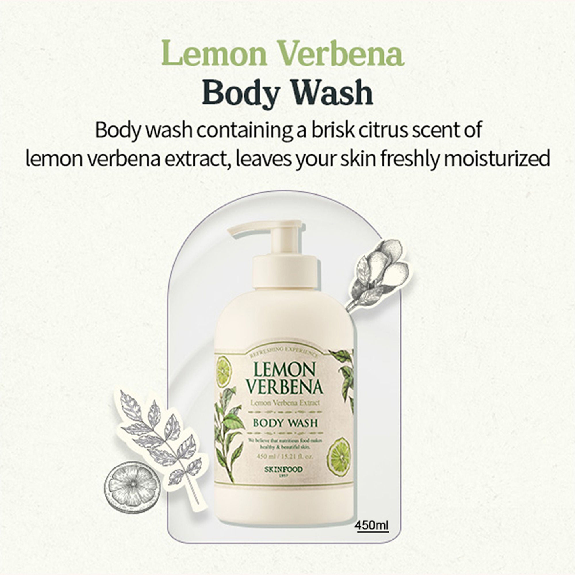 Skinfood Lemon Verbena Body Wash - Energizing, Hydrating, Skin Revitalizing