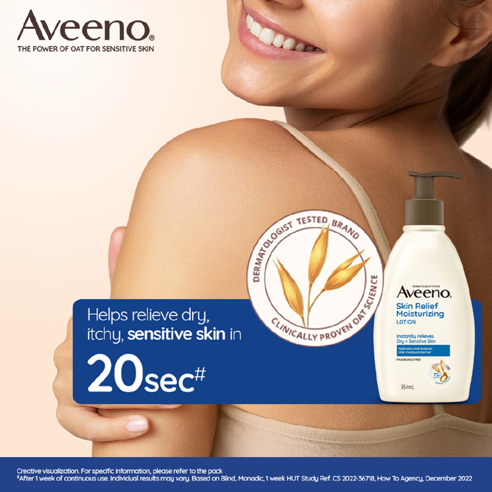 Aveeno Skin Relief Moisturising Lotion - Oat + Shea Butter Body Moisturizer For Dry & Sensitive Skin