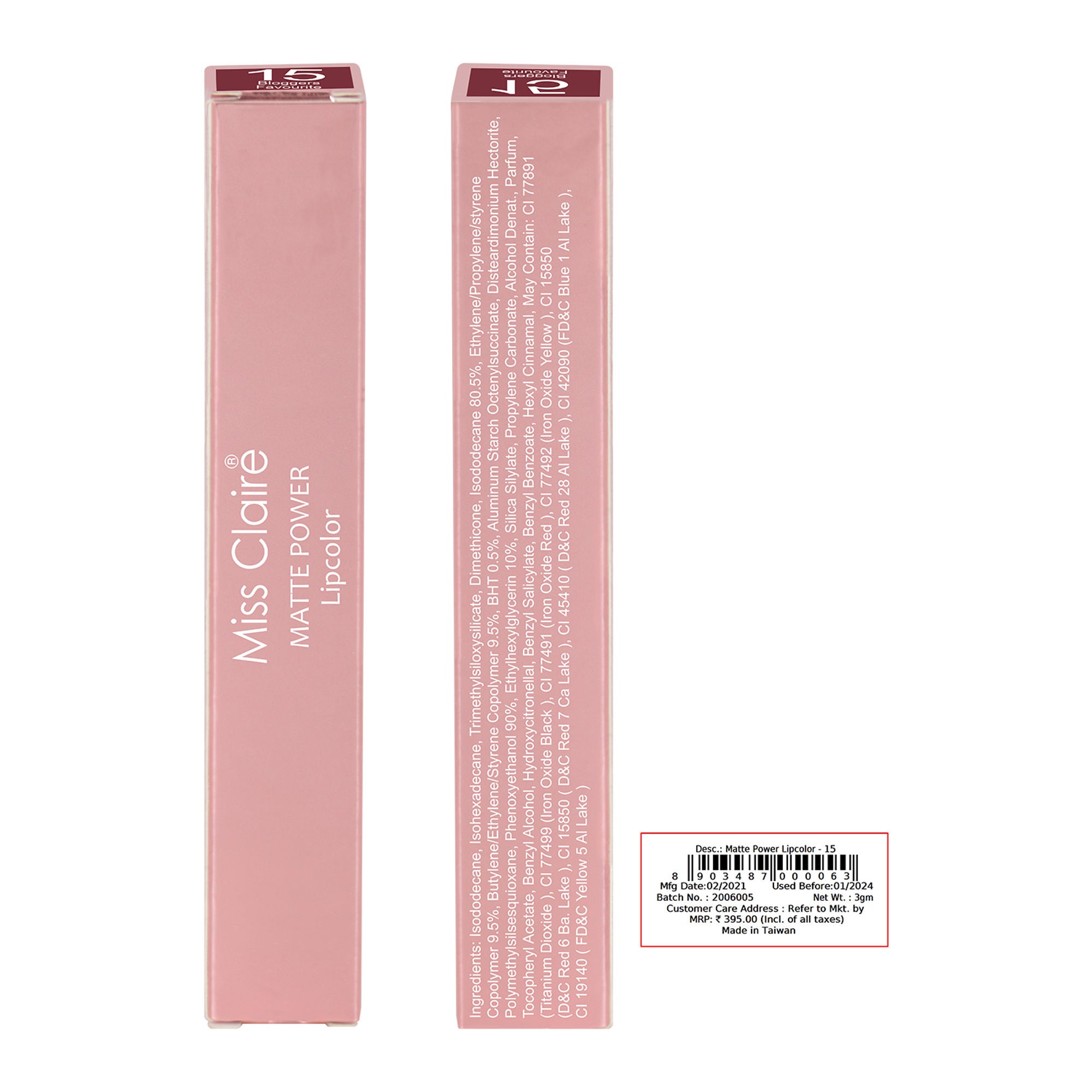 Miss Claire Matte Power Lipcolor - 15-Bloggers Favourite