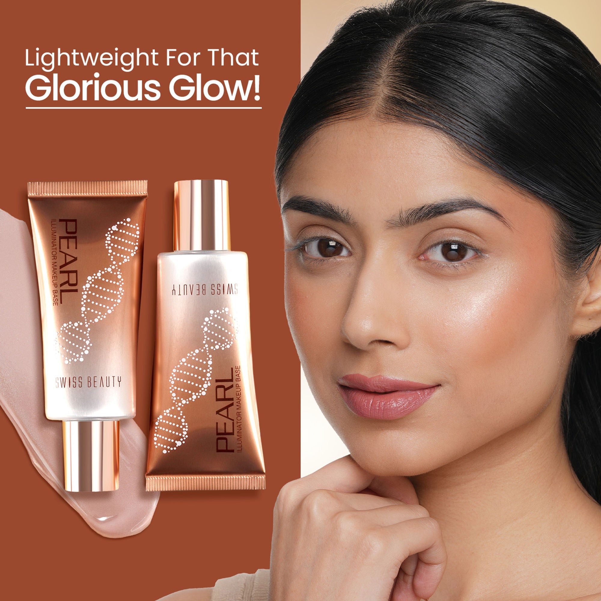 Swiss Beauty Pearl Illuminator Makeup Base Long lasting & Radiant Skin Highlighter - 01 Golden Pink