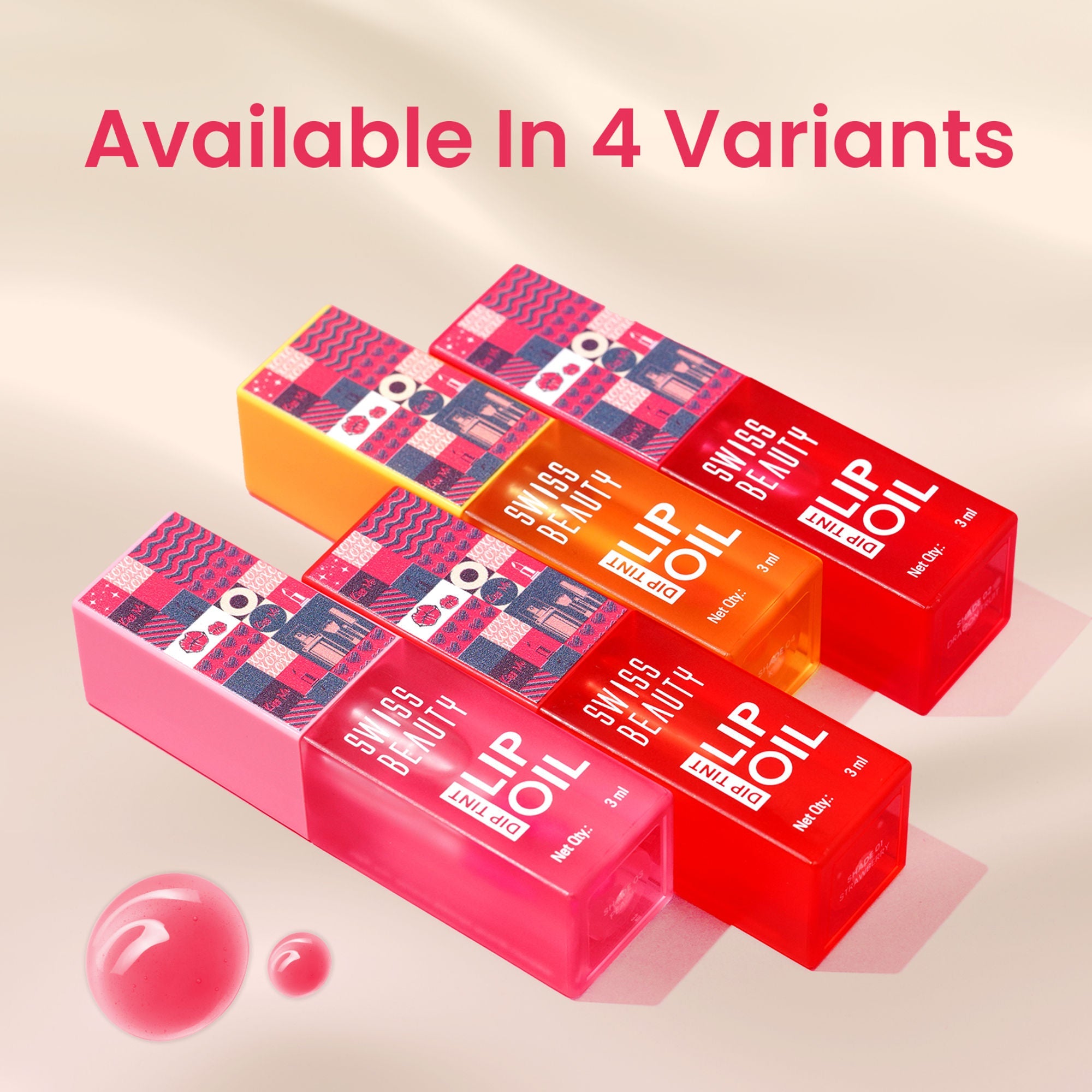 Swiss Beauty Dip Tint Color Changing Long Lasting With Vitamin-E PH Lip Oil - 3 Peach