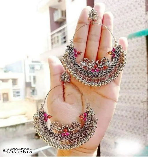 WOMENS SILVER COLOUR OXIDISED NACKLACE AND EARRINGS WITH PEACOCK DESIGN THZ018