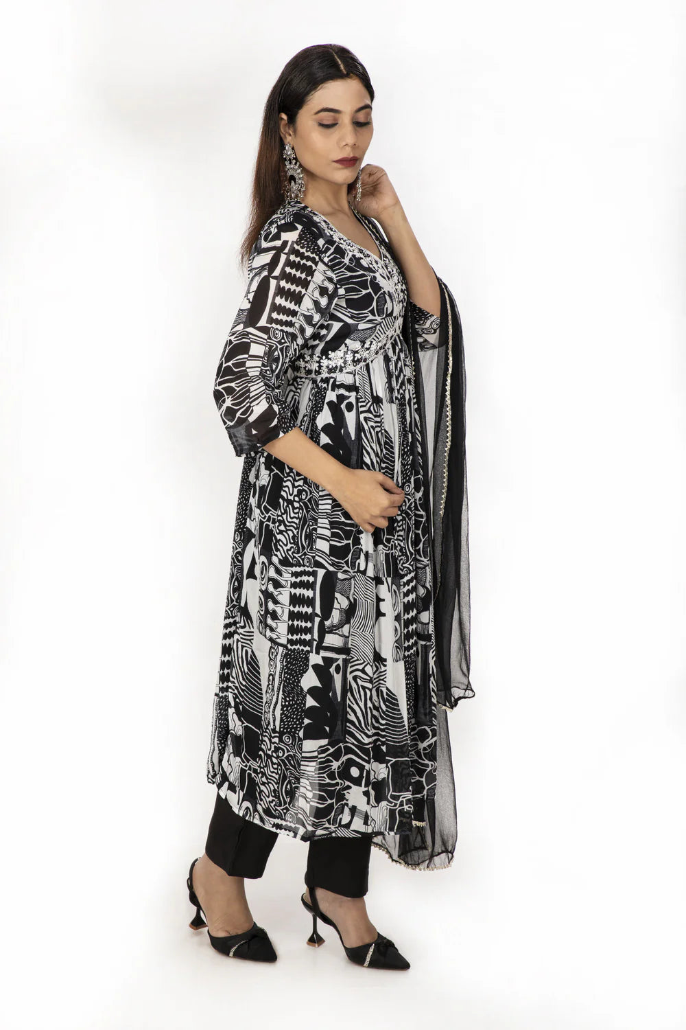 Suvehsa Alia Cut Suit With Dupatta - A Line