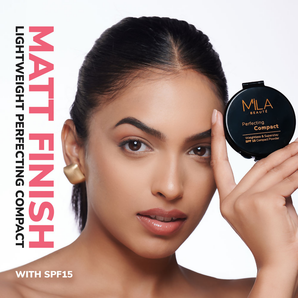 Mila Beaute Superstay Natural Matte Finish Perfecting Compact Powder with SPF 15 - Natural