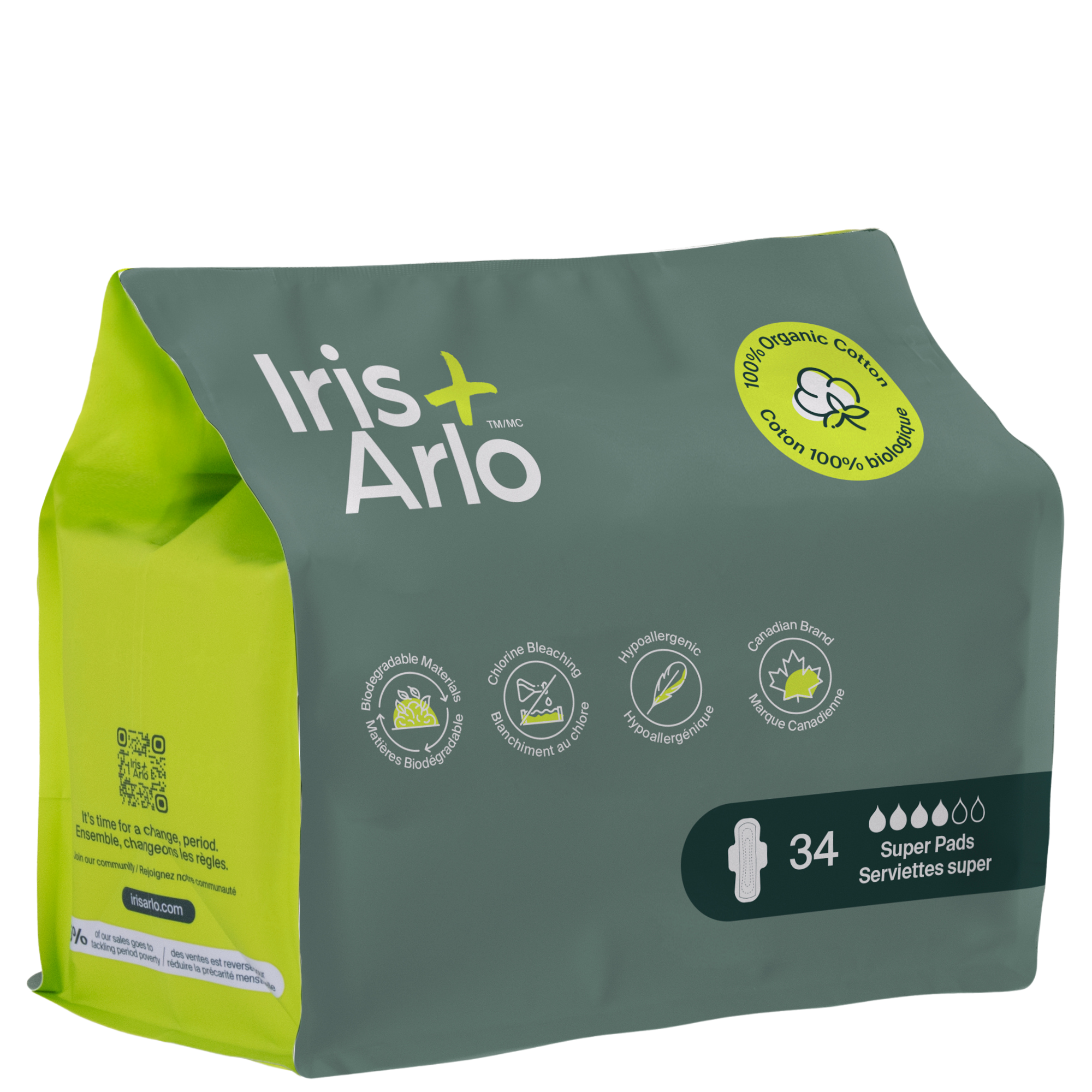 Bulk (34) - 100% Organic Super Pads - Resealable Bag