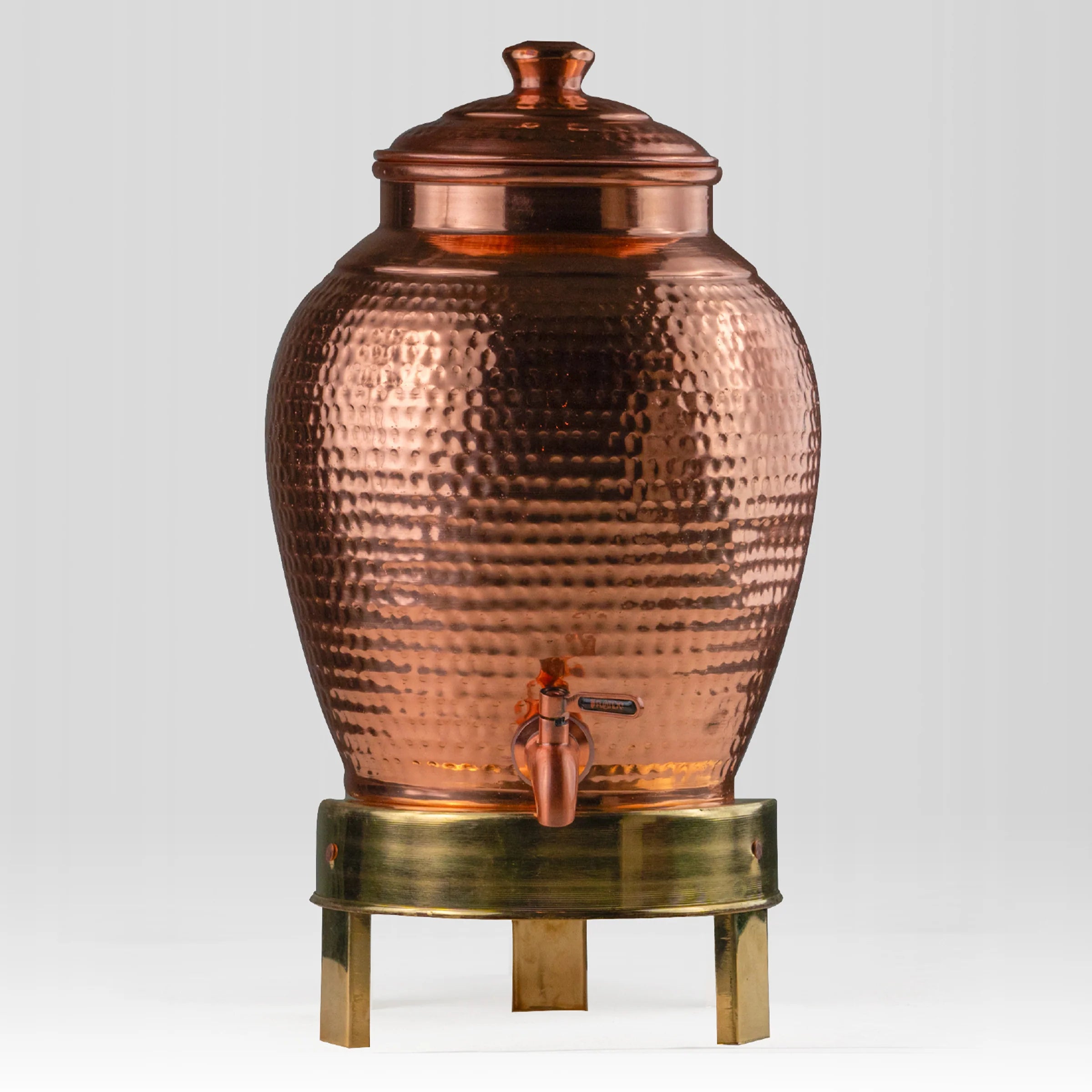 Health Smith Pure Copper Kiwi Water Dispenser with Brass Stand