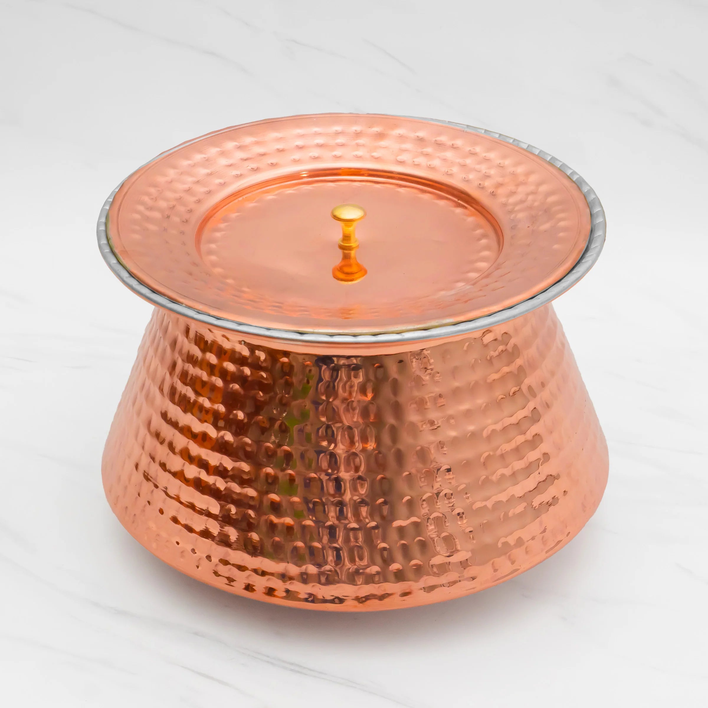 Health Smith Pure Copper Handi With Lid for Cooking – Tin Coated (Kalai)