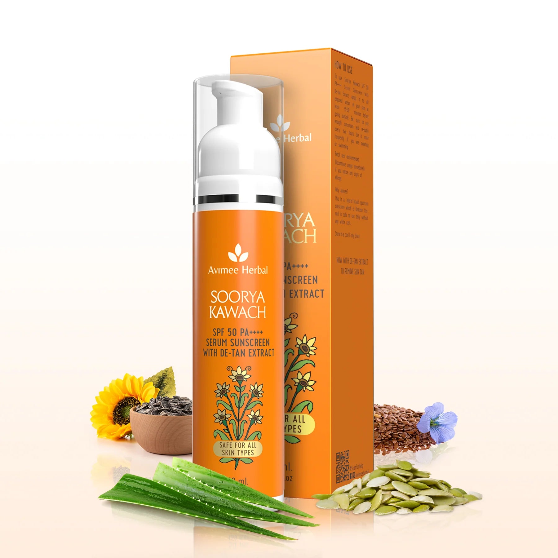 Avimee herbal Soorya Kawach SPF50 PA++++ Hybrid Sunscreen with De-Tan Extract