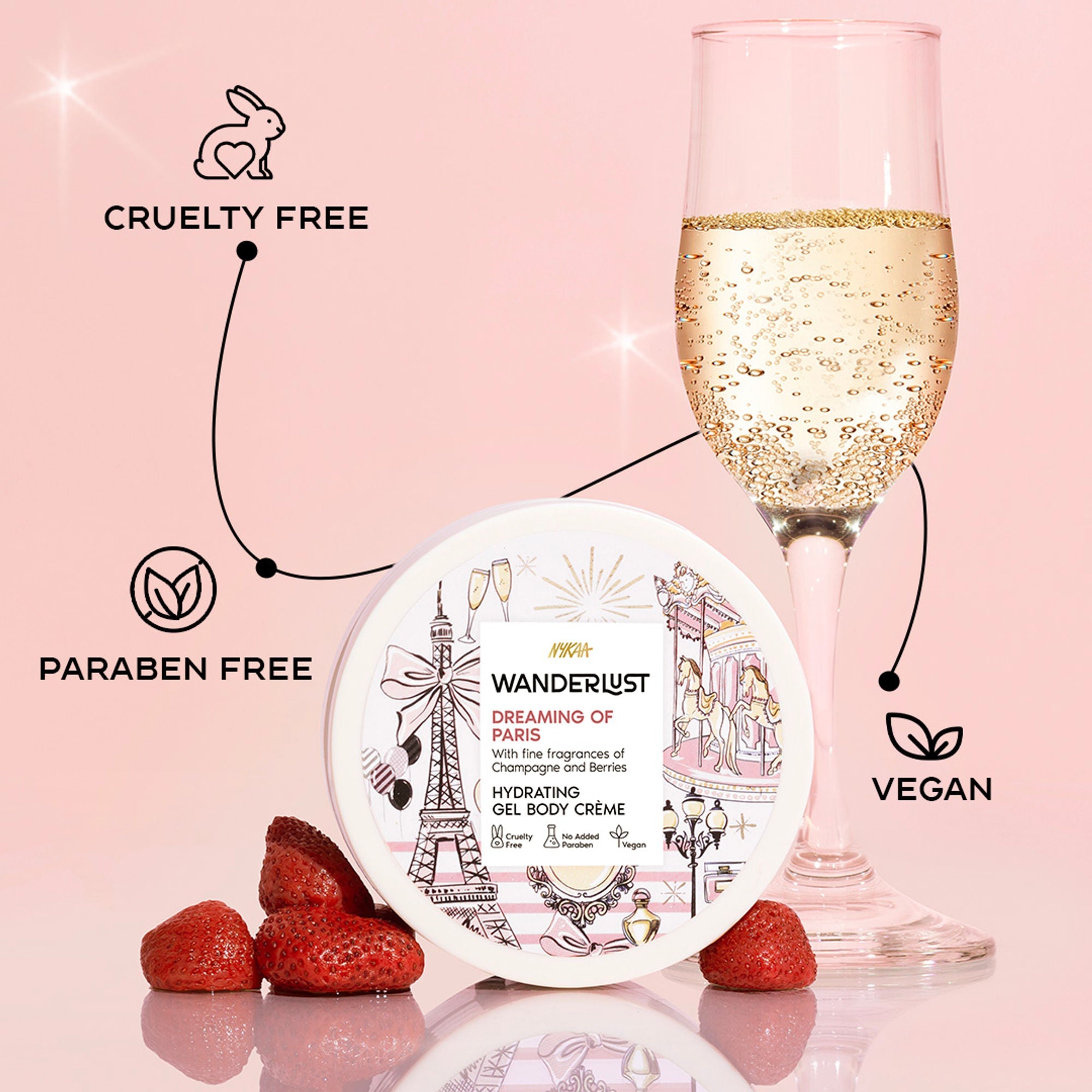 Wanderlust Dreaming Of Paris Hydrating Gel Body Creme With Champagne And Strawberry