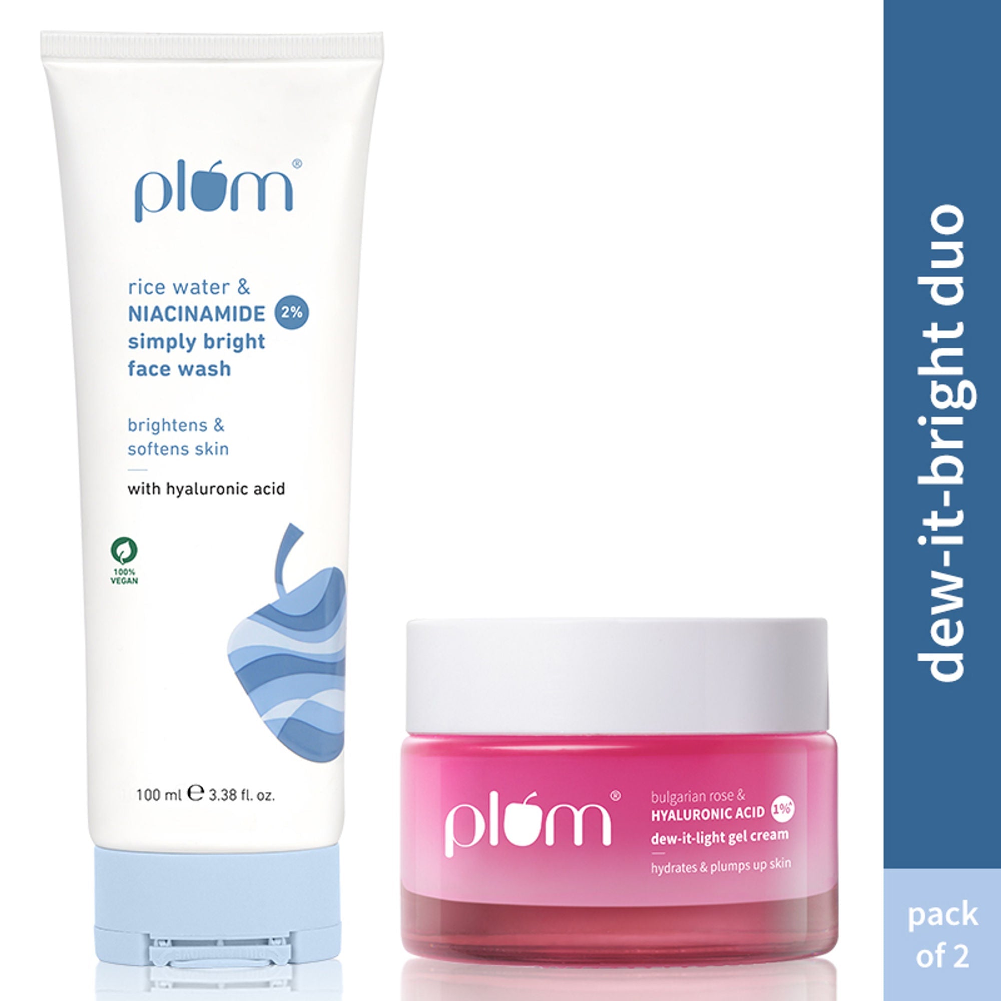 Plum Niacinamide & Hyaluronic Acid Face Wash & Moisturizer Combo For Bright, Hydrated & Plumped Skin