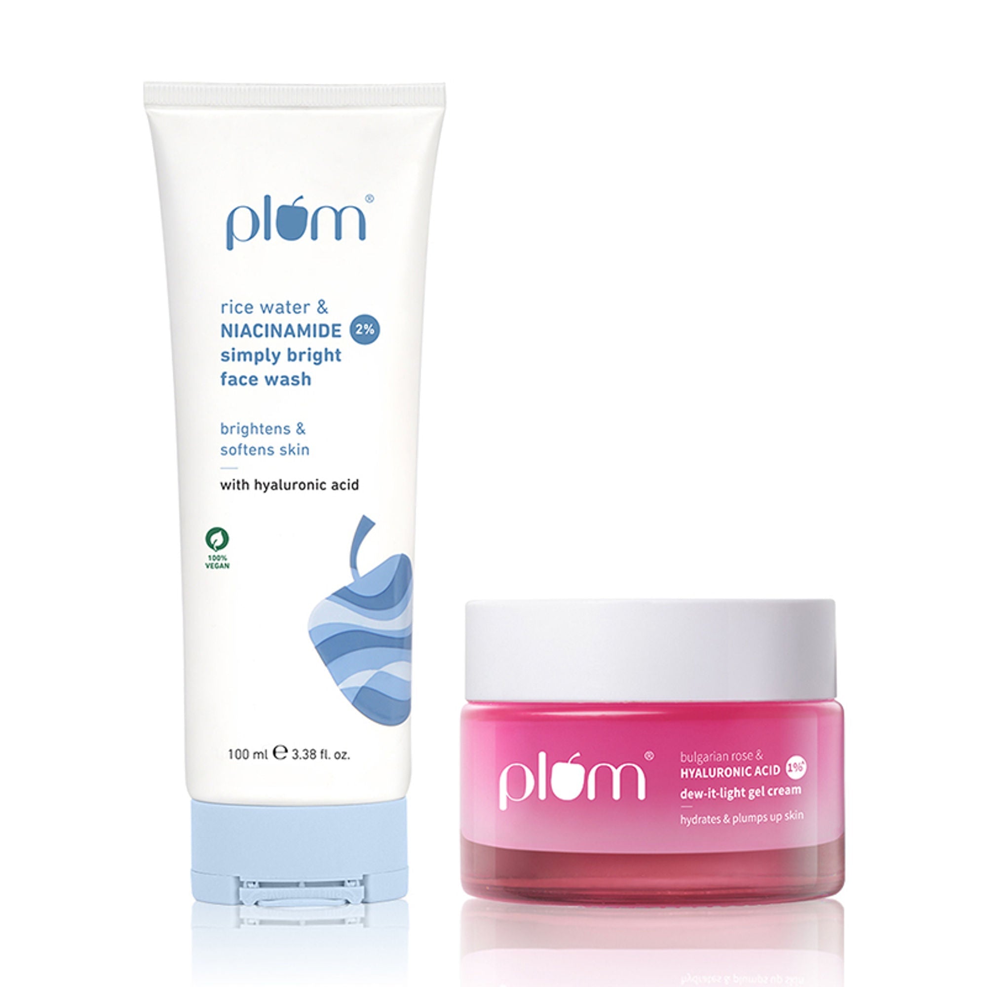 Plum Niacinamide & Hyaluronic Acid Face Wash & Moisturizer Combo For Bright, Hydrated & Plumped Skin
