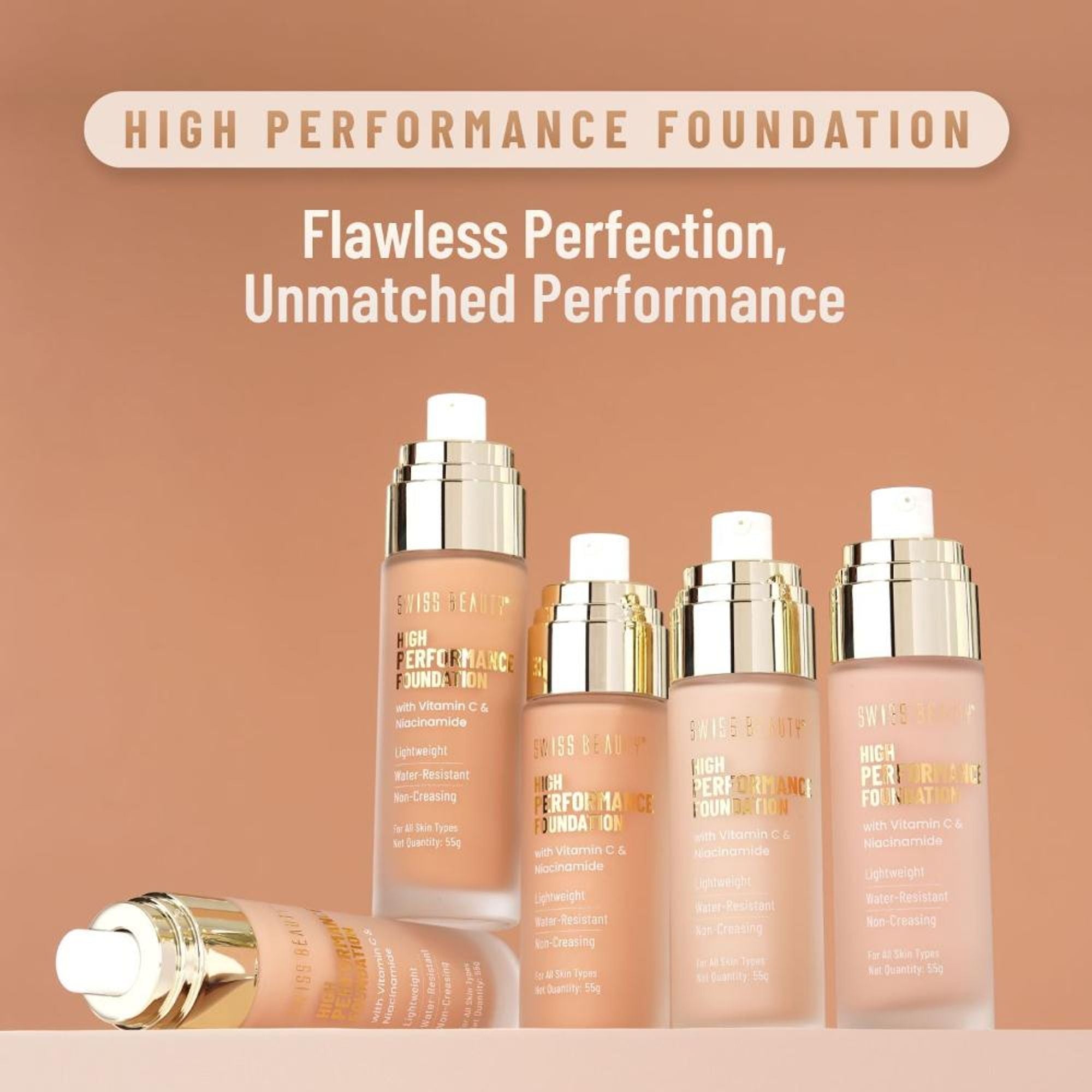 Swiss Beauty High Performance Foundation With Vitamin C & Niacinamide Light-Weight - 04 Natural Nude