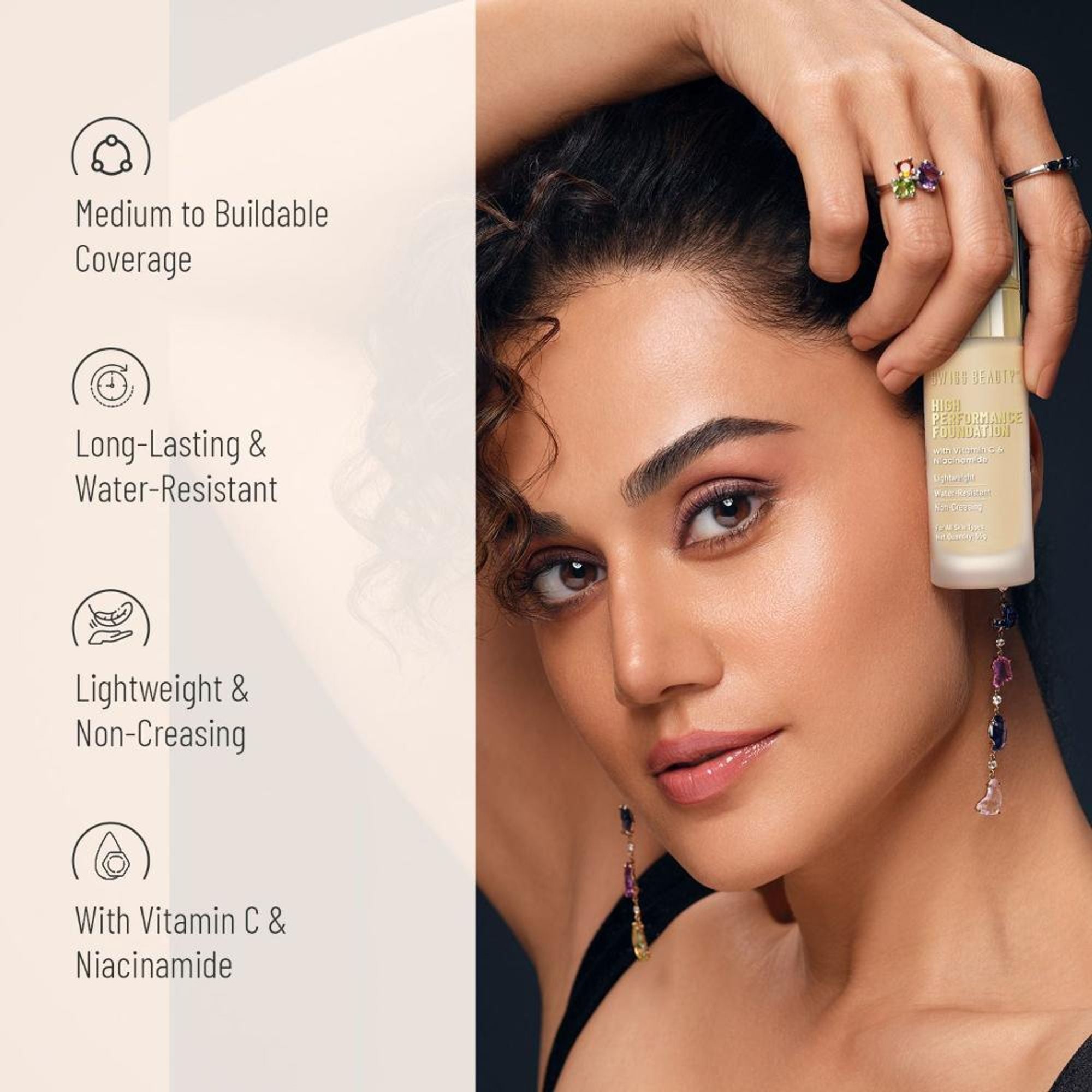 Swiss Beauty High Performance Foundation With Vitamin C & Niacinamide Light-Weight - 04 Natural Nude