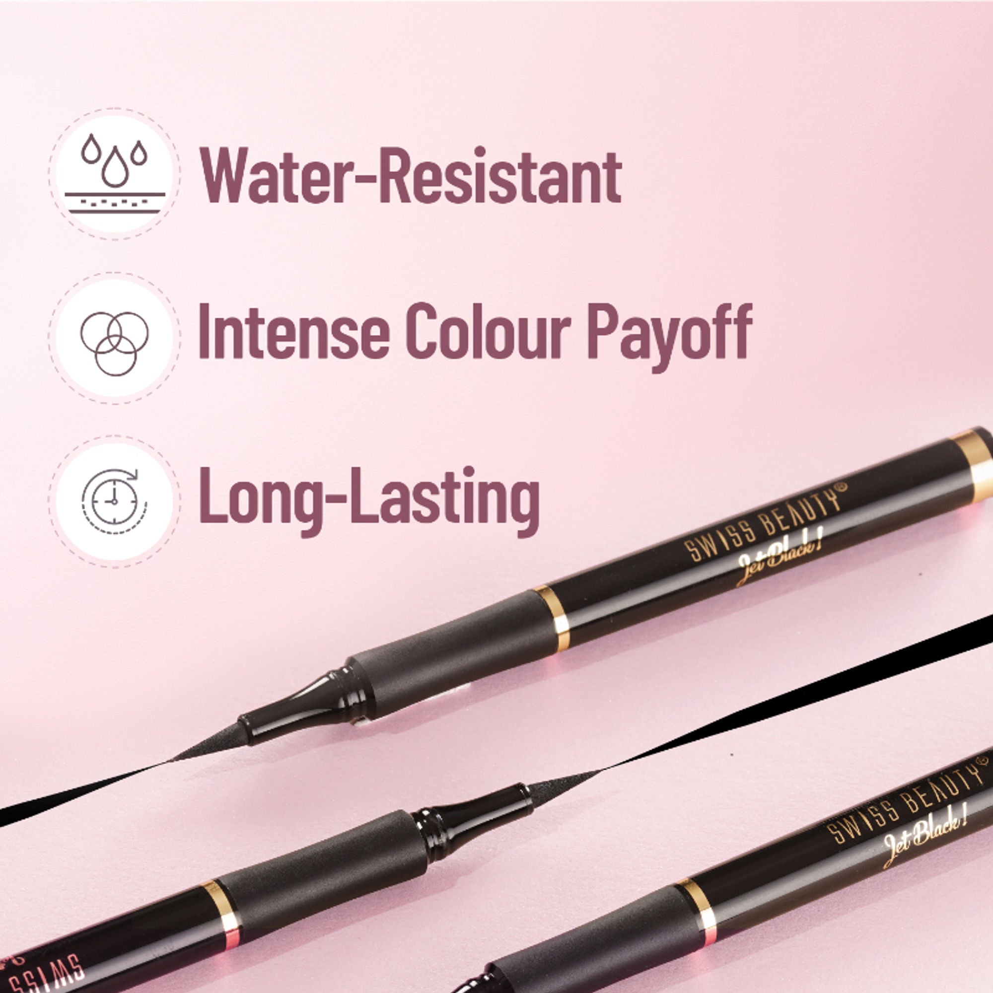 Swiss Beauty Bold Felt Tip Eyeliner - Jet Black