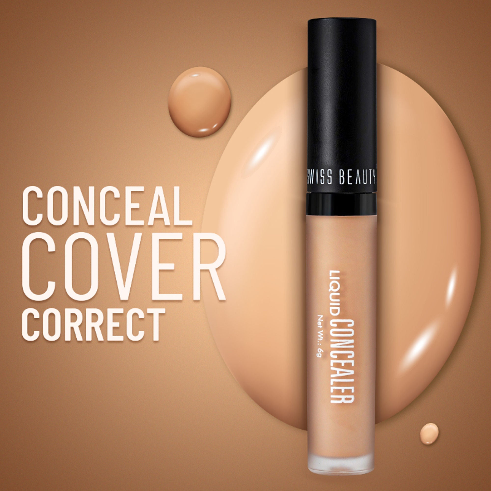 Swiss beauty Full Coverage Liquid Concealer With Jojoba Oil - 04 Medium Beige