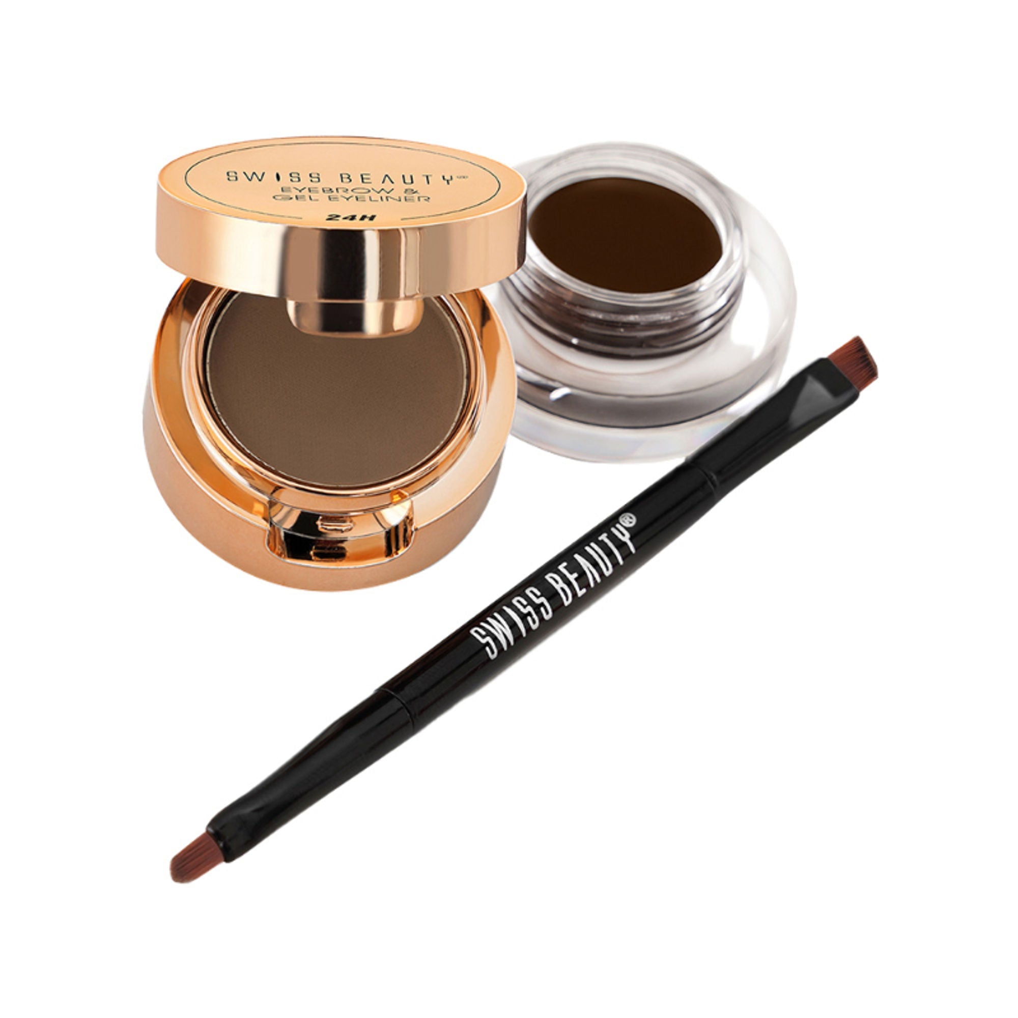 Swiss Beauty 3 In 1 Eyeliner, Eyebrow Filler and Kajal , 24-Hour Stay ,Waterproof - 02 Brown